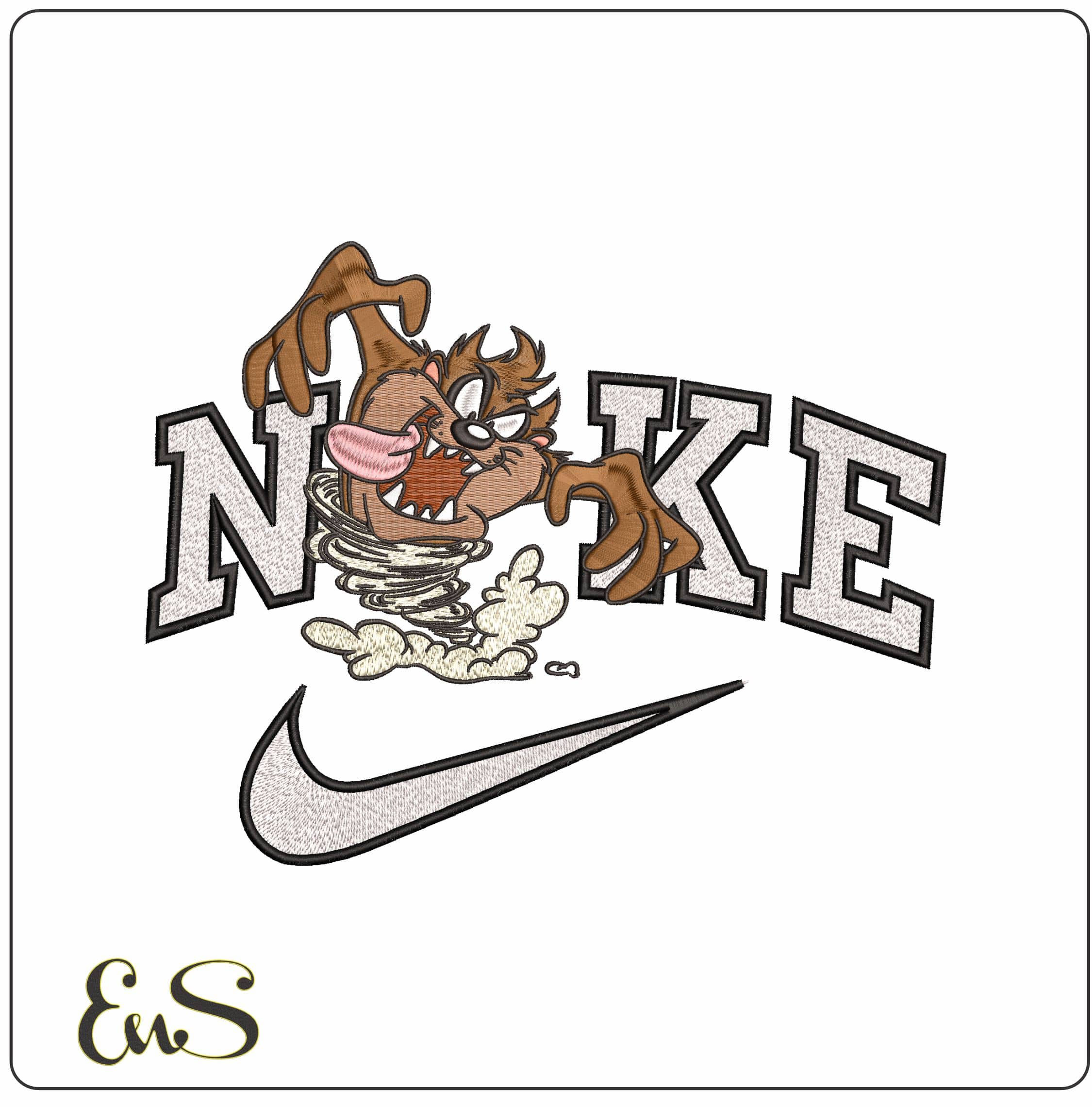 Nike Taz Devil Swoosh Looney Tunes- Elegant embroidery design file - instant download