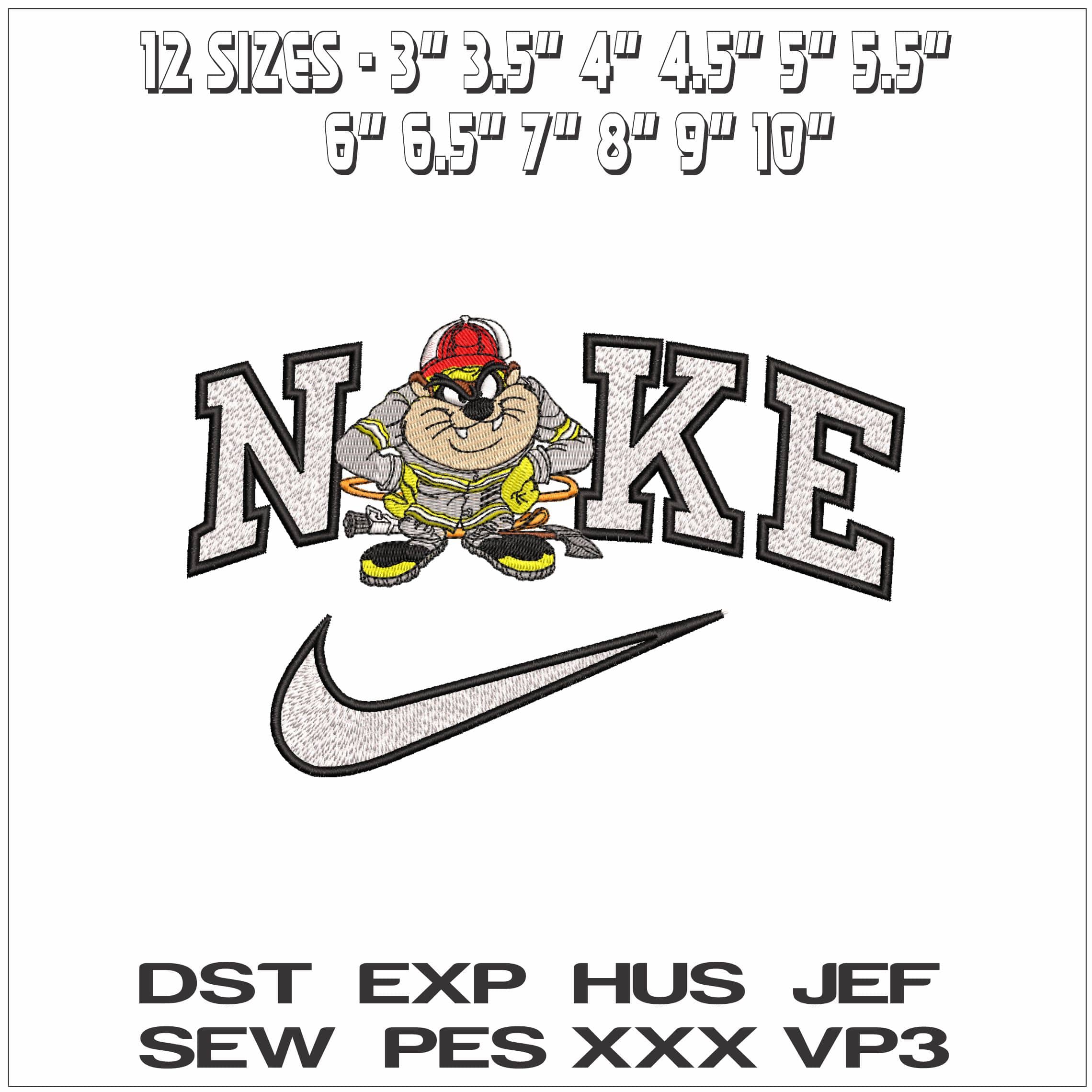 Nike Taz Fireman- Elegant embroidery design file - instant download — view 2
