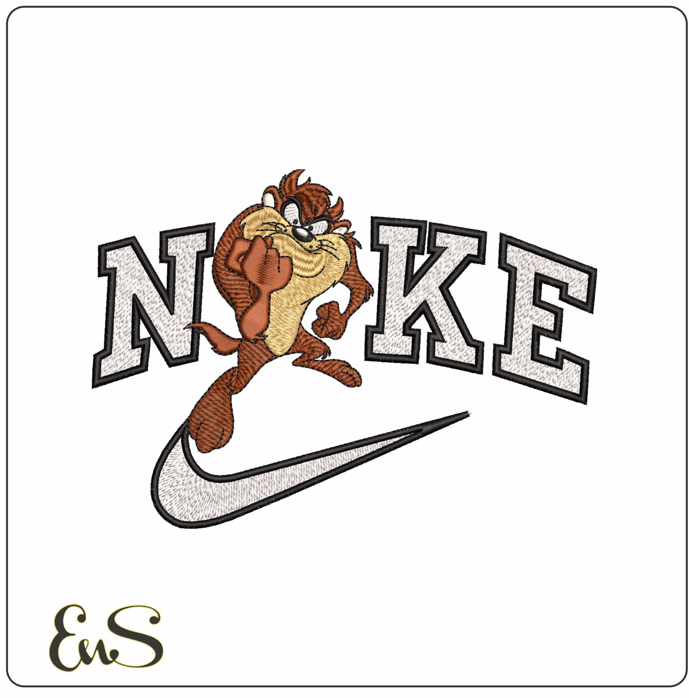 Nike Taz ready to fight Looney Tunes- Elegant embroidery design file - instant download