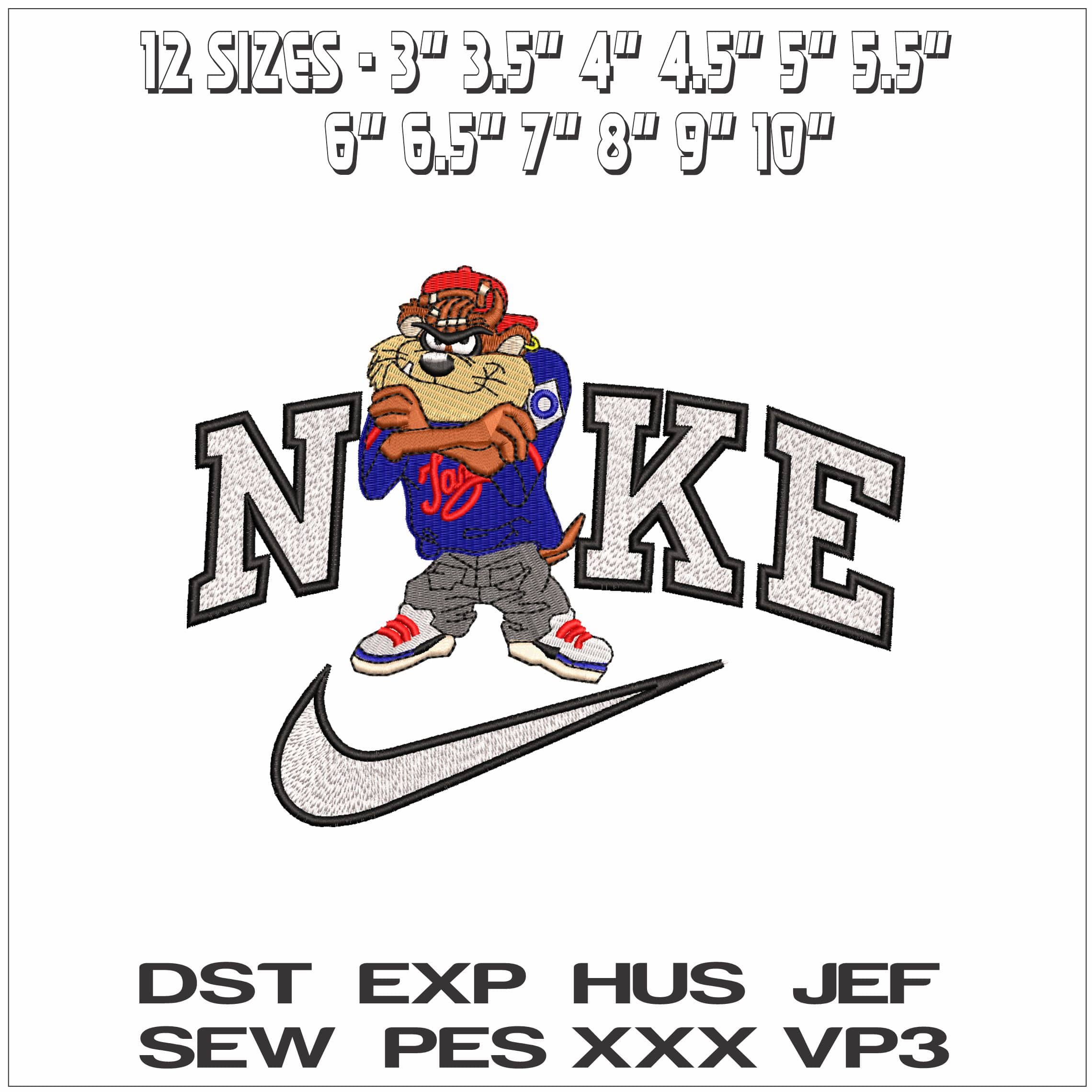 Nike Taz Street Looney Tunes- Elegant embroidery design file - instant download — view 2