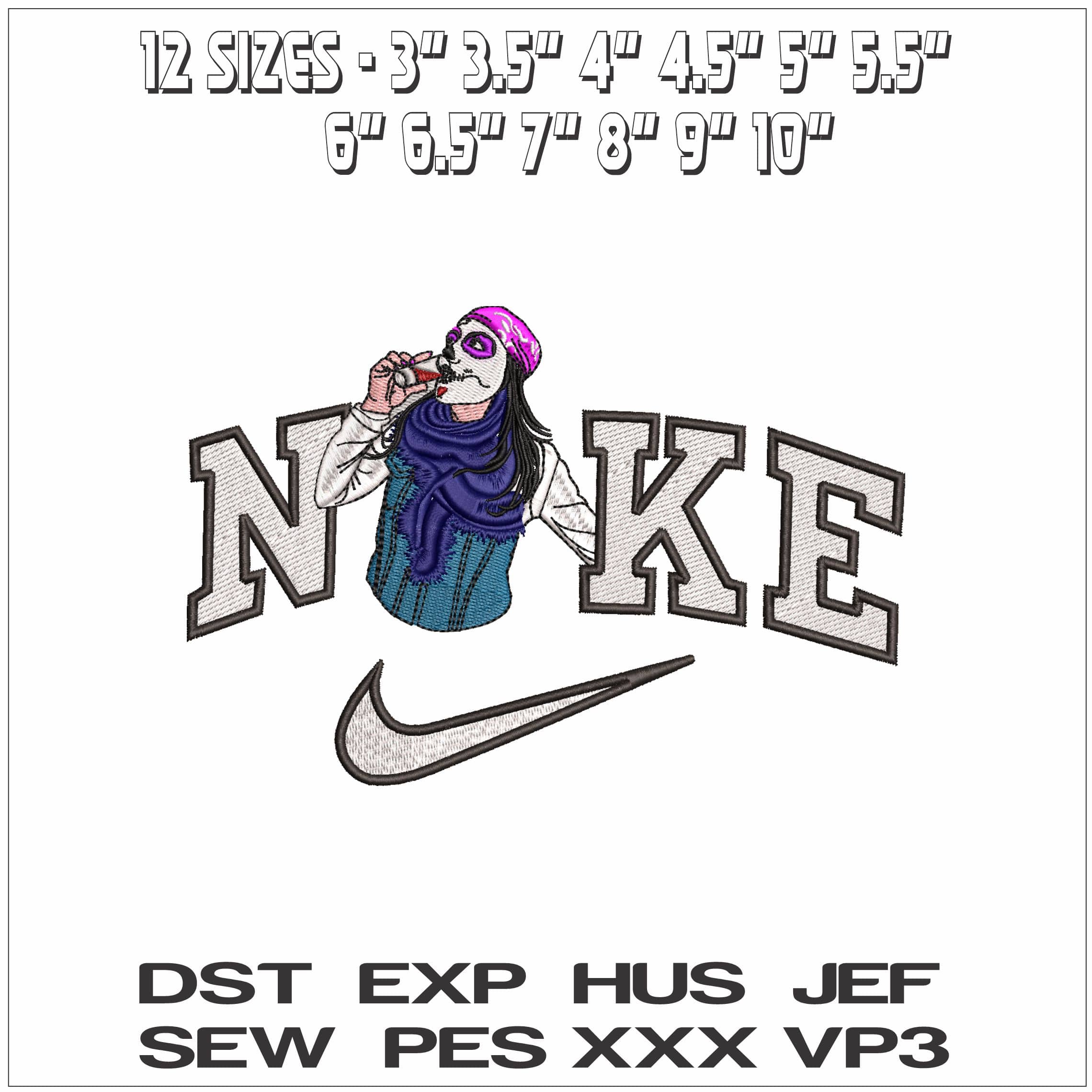 Nike Tequila Day of Dead Drinking- Elegant embroidery design file - instant download — view 2