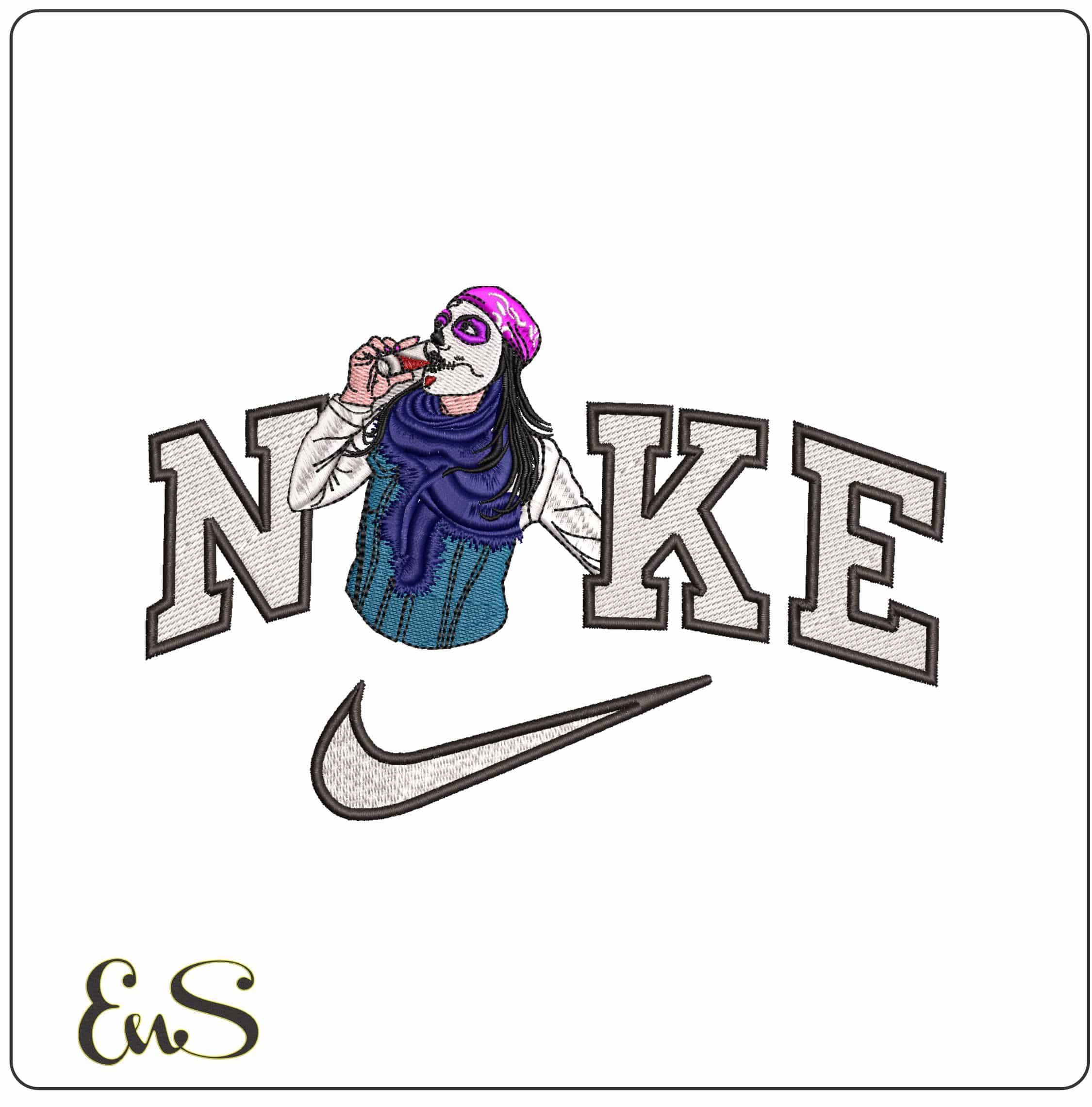 Nike Tequila Day of Dead Drinking- Elegant embroidery design file - instant download