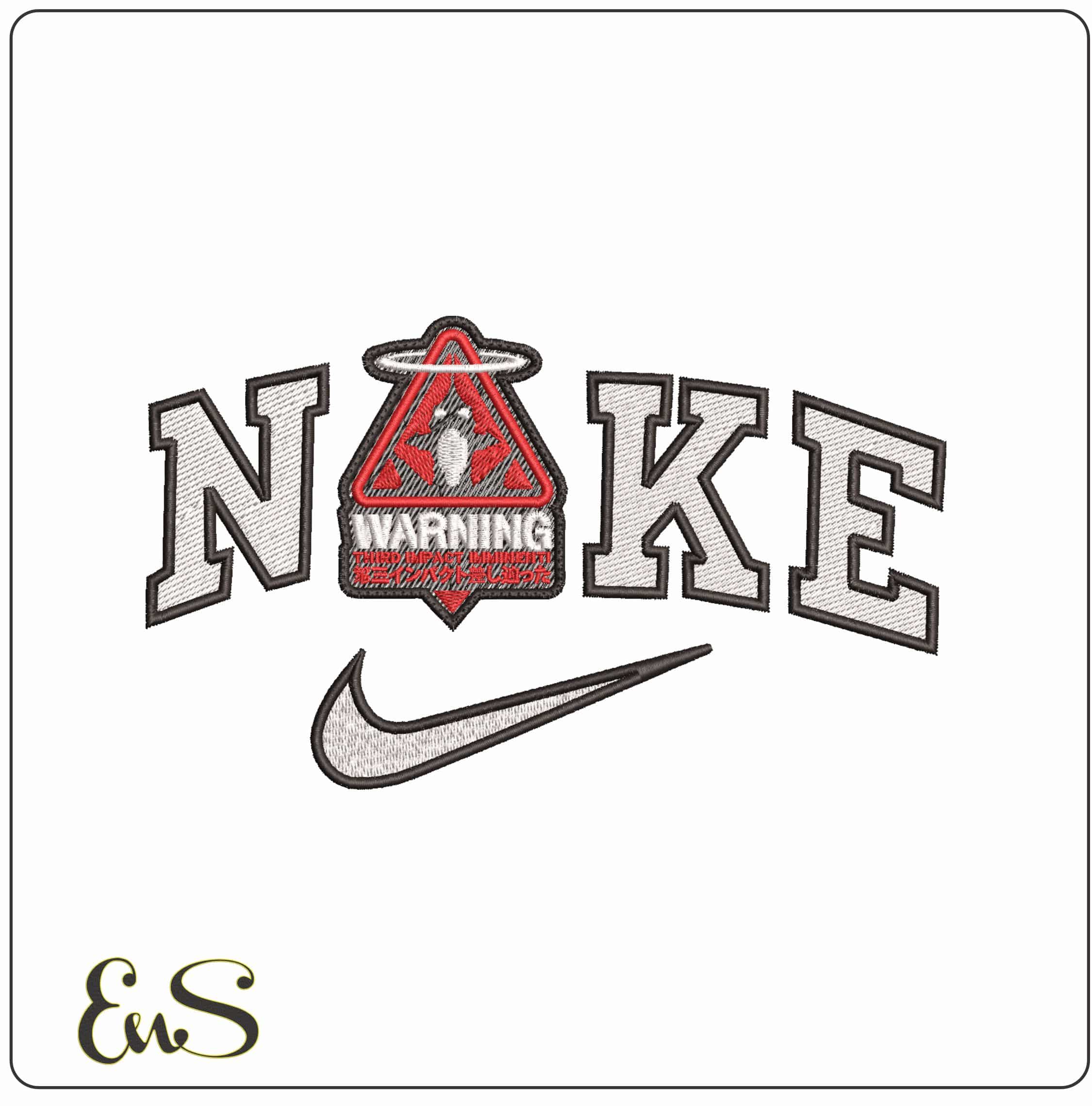 Nike Third Impact Neon Genesis Evangelion Anime- Elegant embroidery design file - instant download