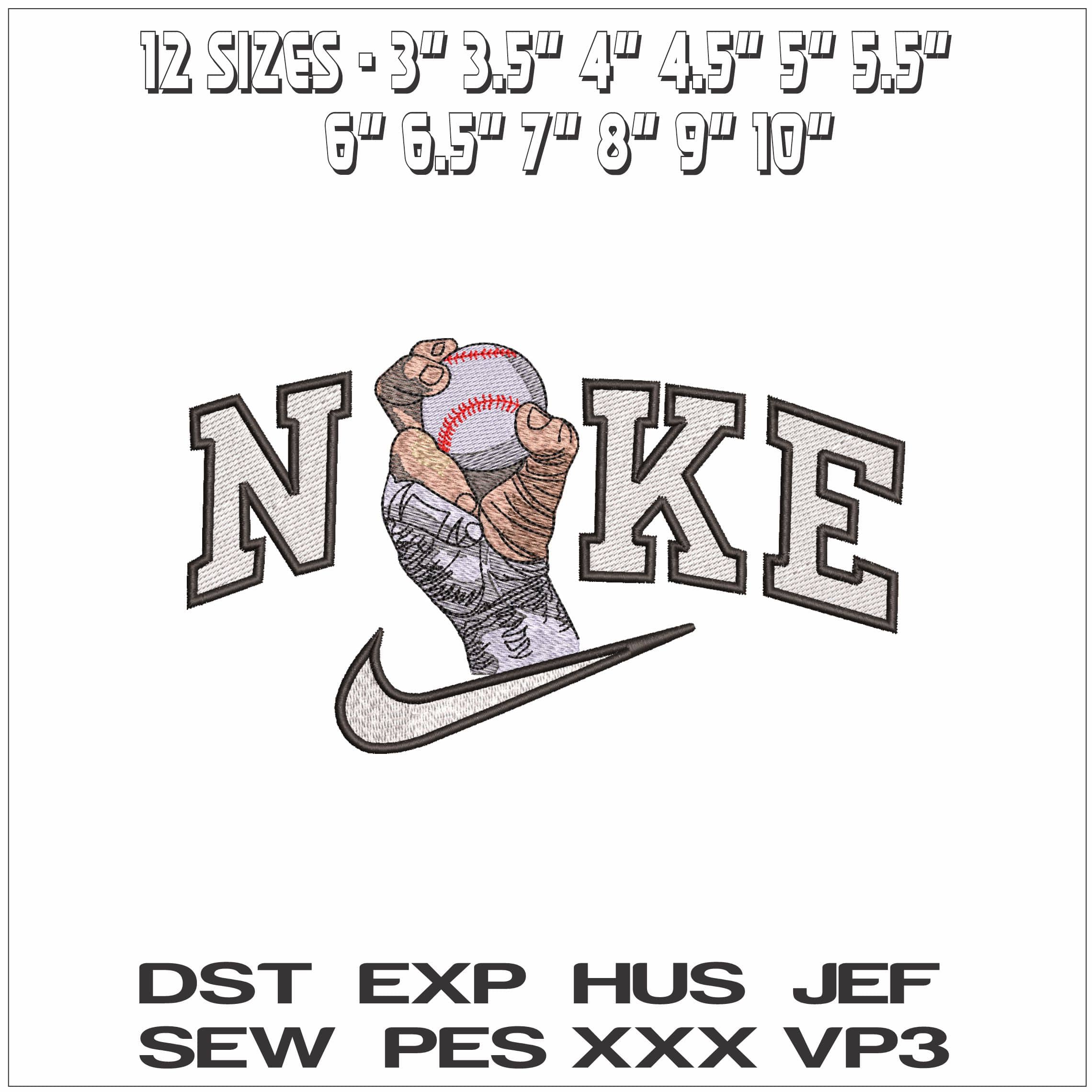 Nike Throwing a Base ball- Elegant embroidery design file - instant download — view 2