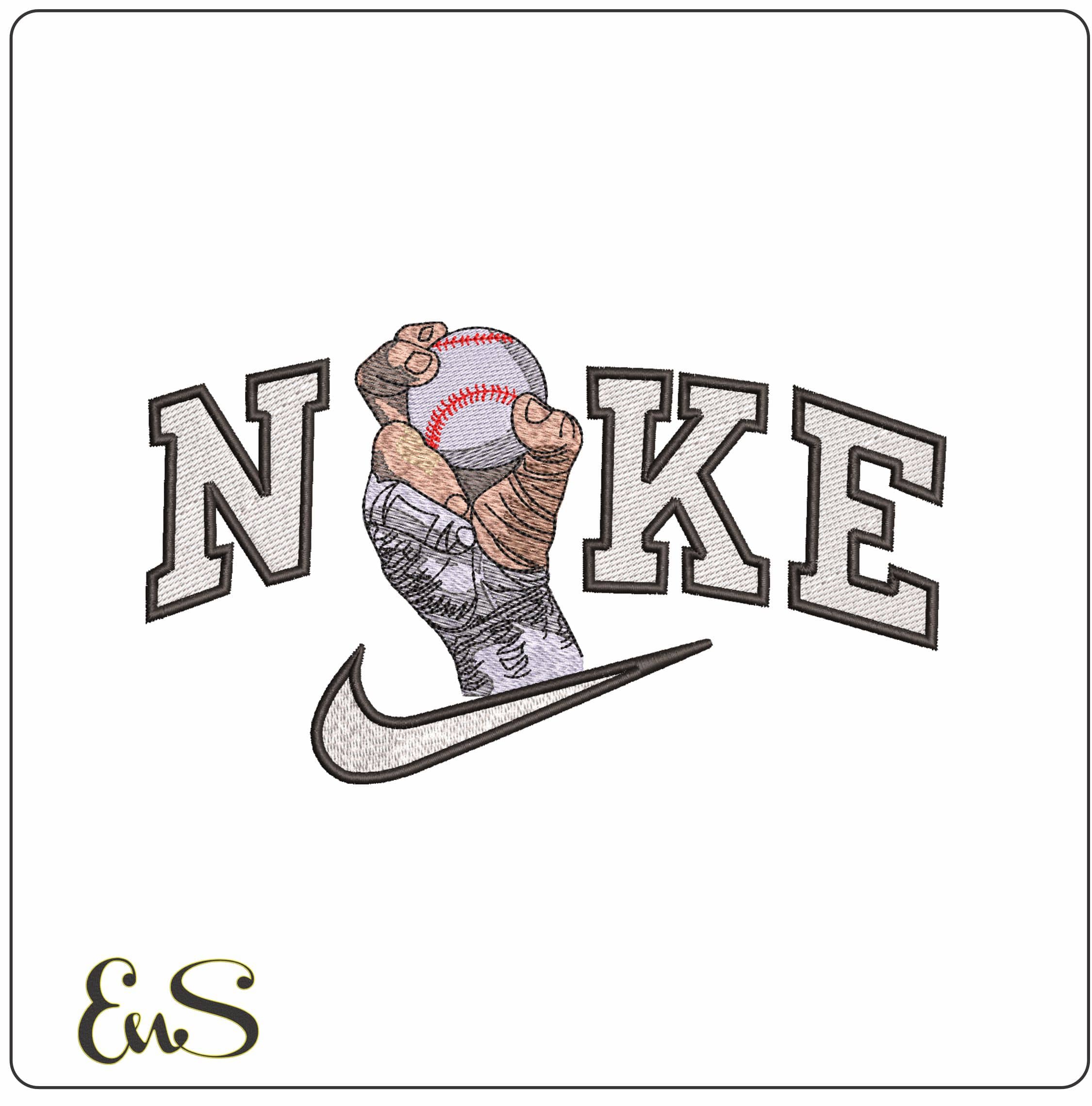 Nike Throwing a Base ball- Elegant embroidery design file - instant download