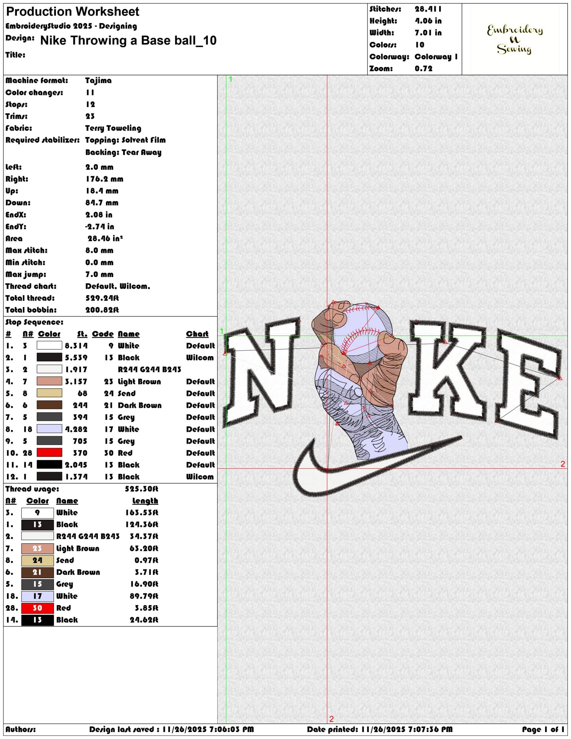 Nike Throwing a Base ball- Elegant embroidery design file - instant download — view 3