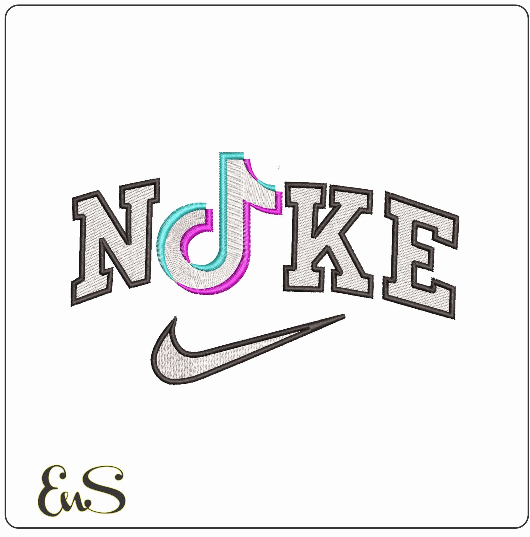 Nike TIKTOK Logo- Elegant embroidery design file - instant download