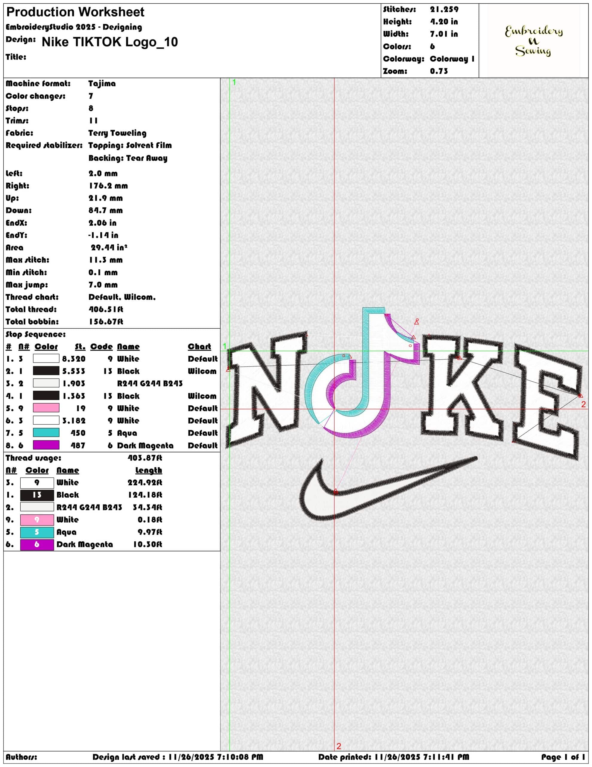 Nike TIKTOK Logo- Elegant embroidery design file - instant download — view 3