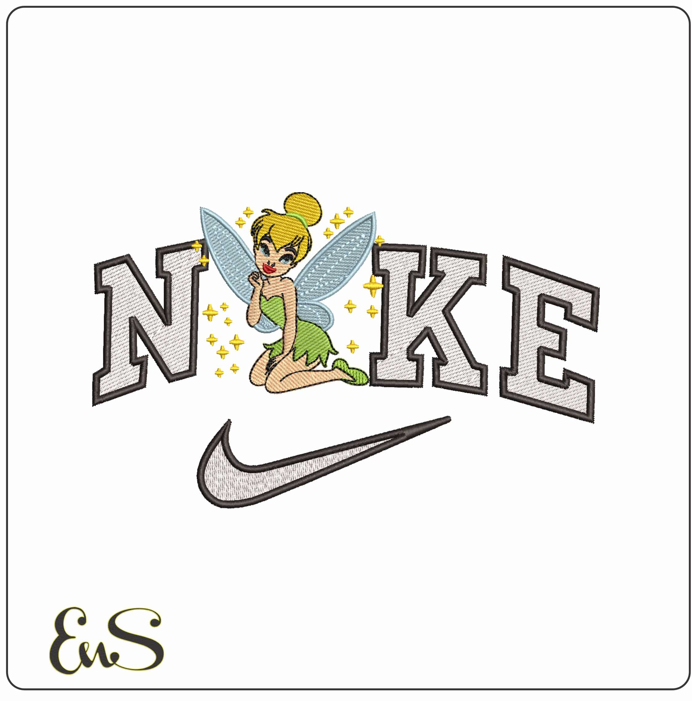 Nike Tinkerbell in the Fairydust- Elegant embroidery design file - instant download