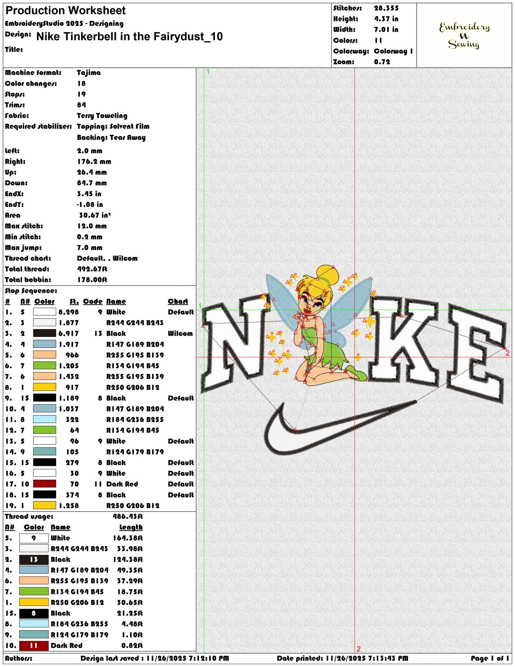 Nike Tinkerbell in the Fairydust- Elegant embroidery design file - instant download — view 3