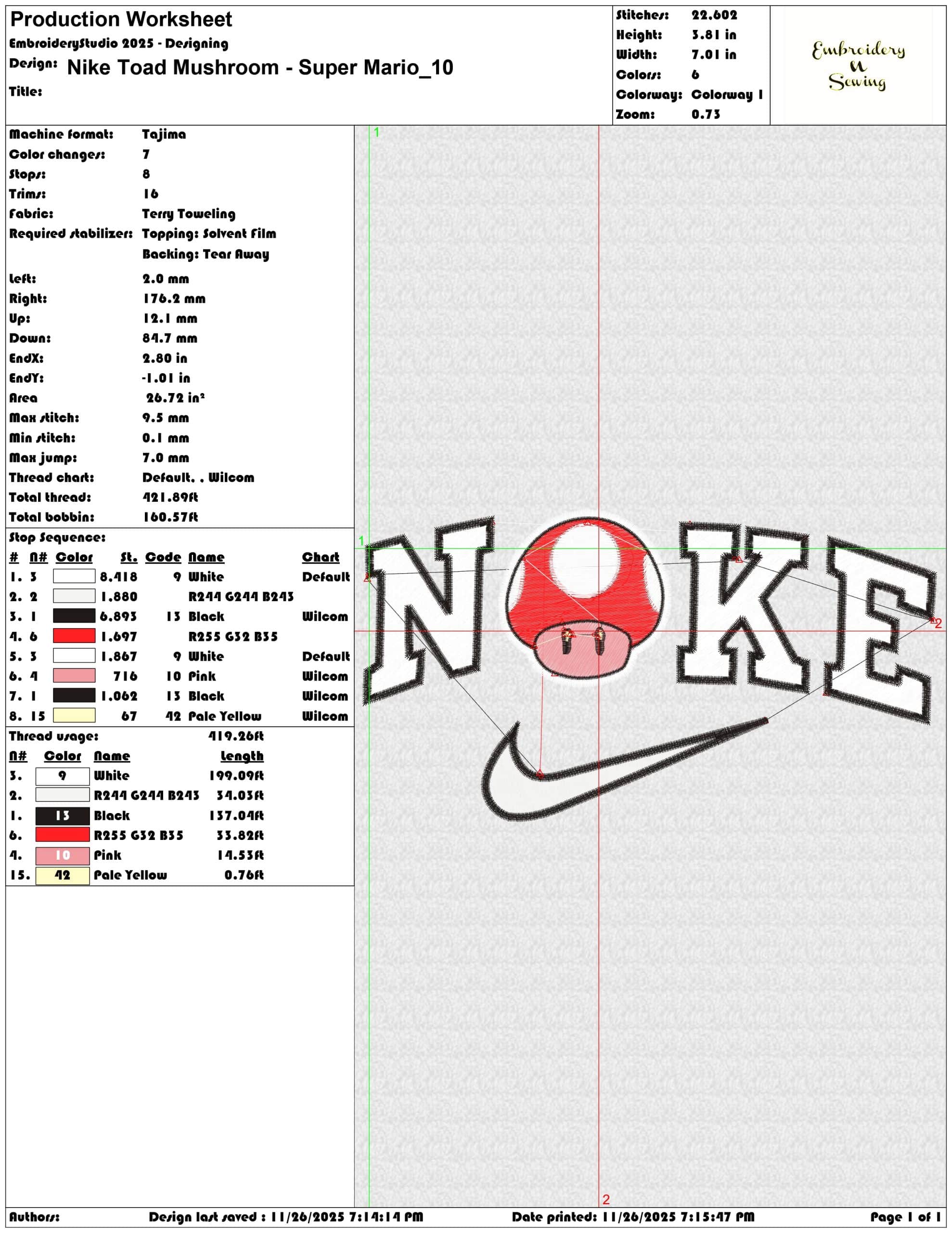 Nike Toad Mushroom Super Mario- Elegant embroidery design file - instant download — view 3