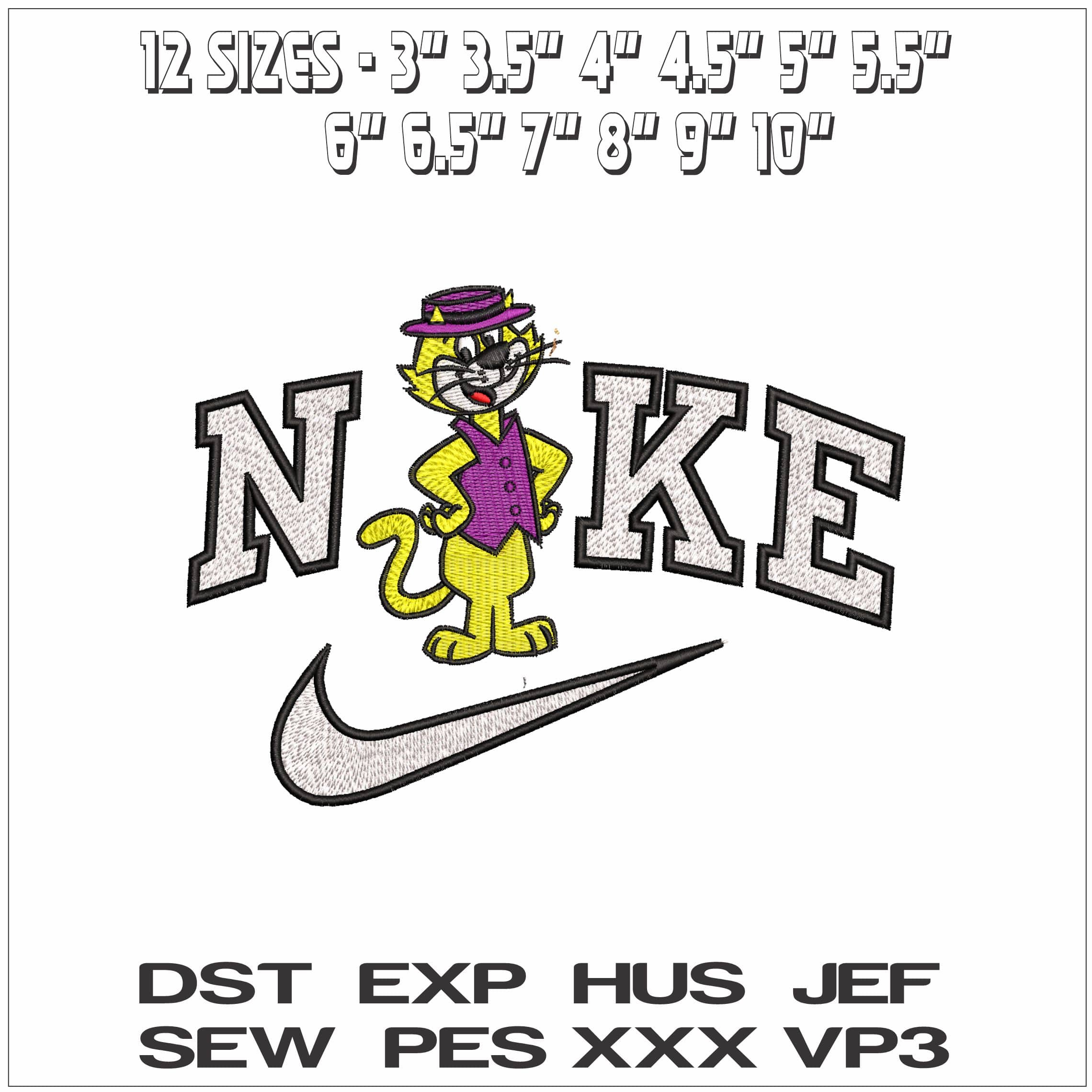 Nike Top Cat- Elegant embroidery design file - instant download — view 2