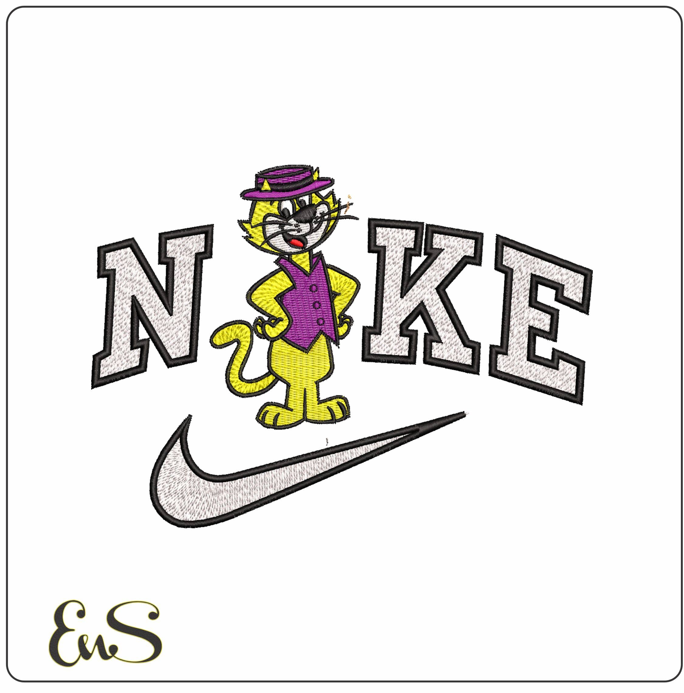 Nike Top Cat- Elegant embroidery design file - instant download