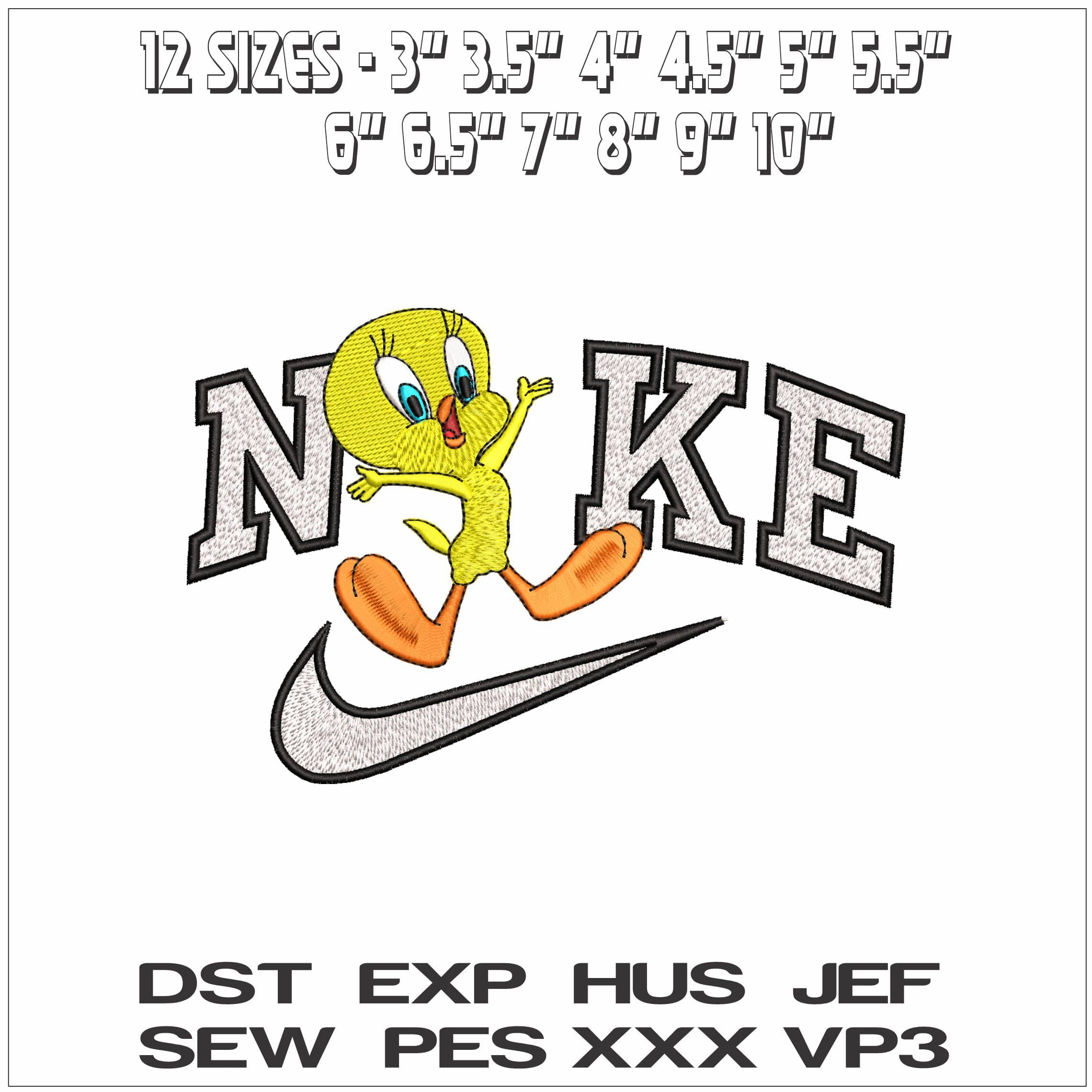 Nike Tweety Pie Looney Tune- Elegant embroidery design file - instant download — view 2
