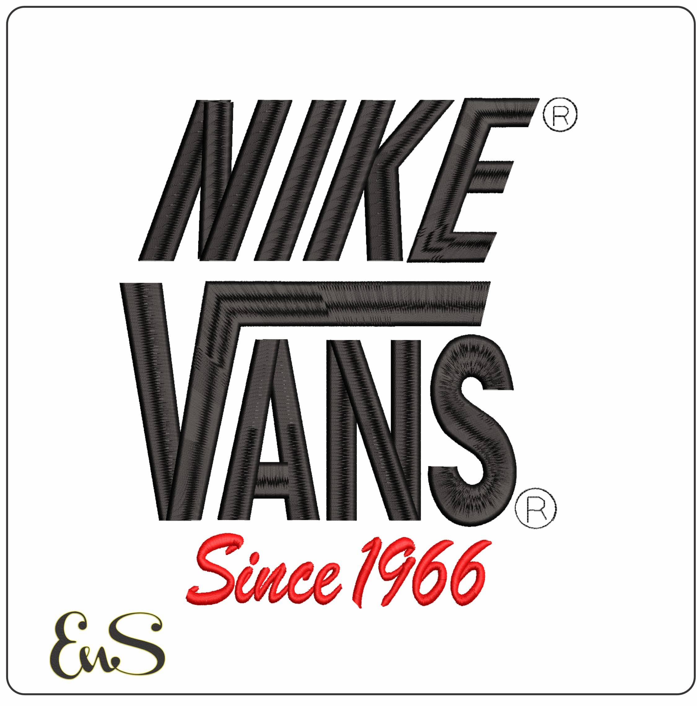 Nike Vans since 1966 - Elegant embroidery design file - instant download