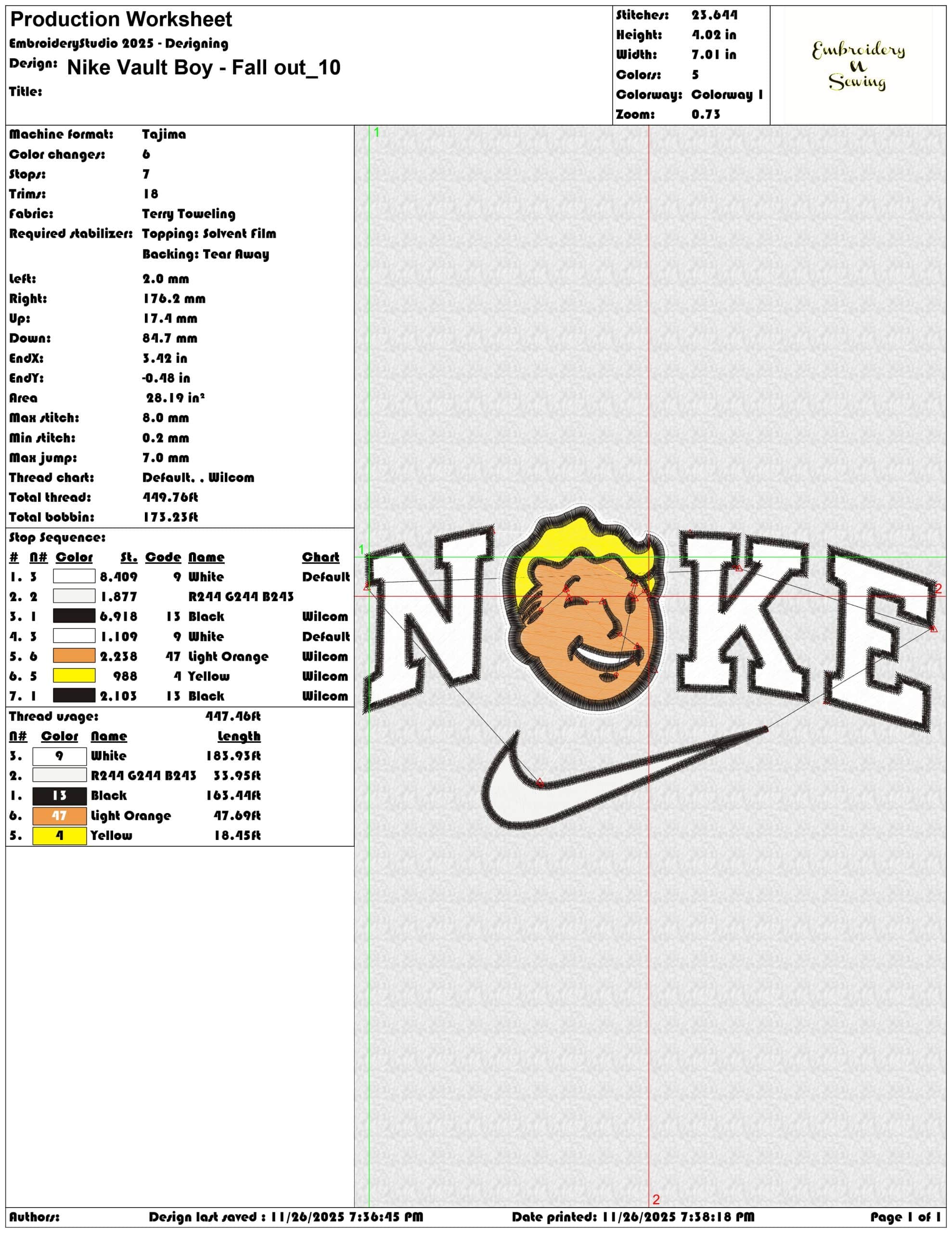 Nike Vault Boy Fall out - Elegant embroidery design file - instant download — view 3