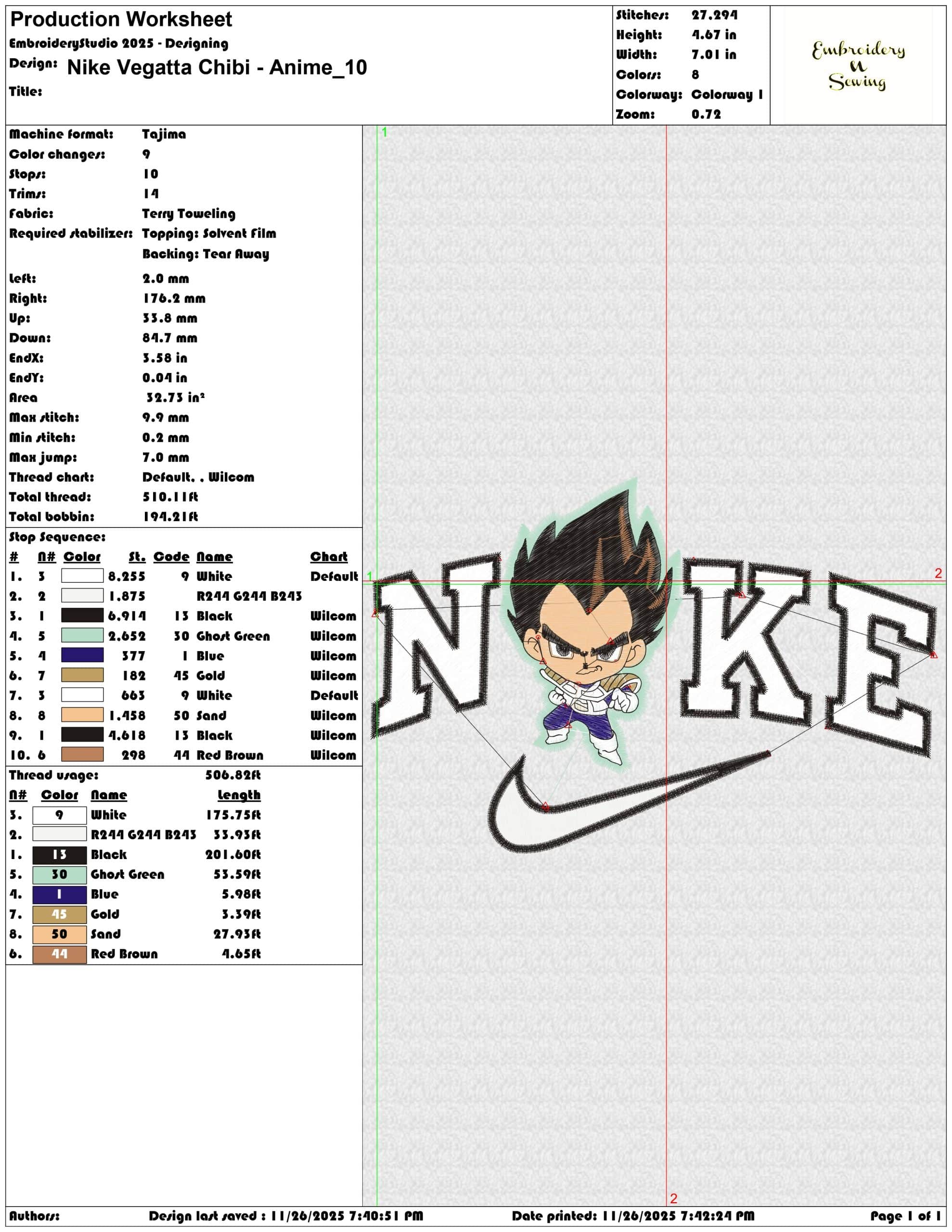 Nike Vegatta Chibi Anime - Elegant embroidery design file - instant download — view 3