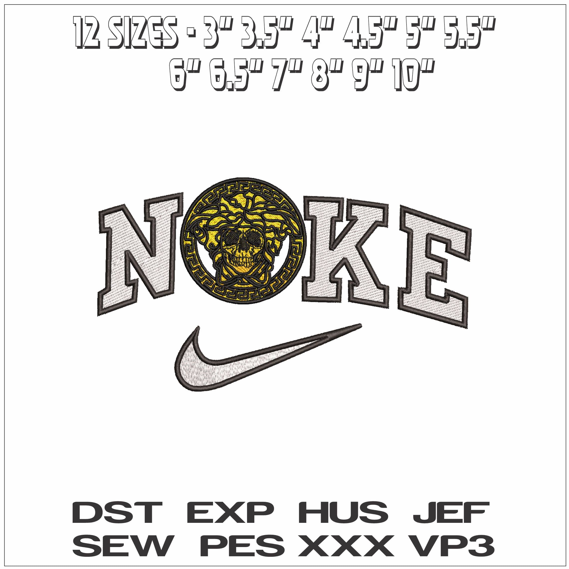 Nike Versace Beat Skull Logo - Elegant embroidery design file - instant download — view 2