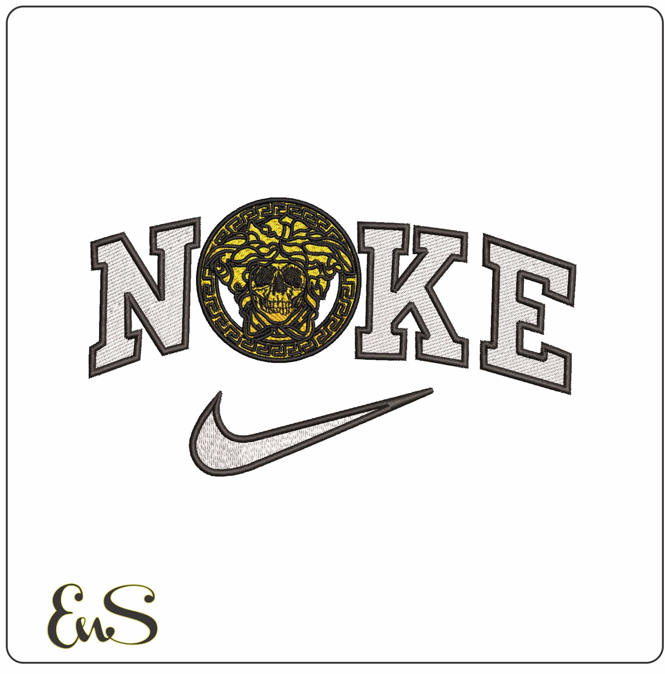 Nike Versace Beat Skull Logo - Elegant embroidery design file - instant download