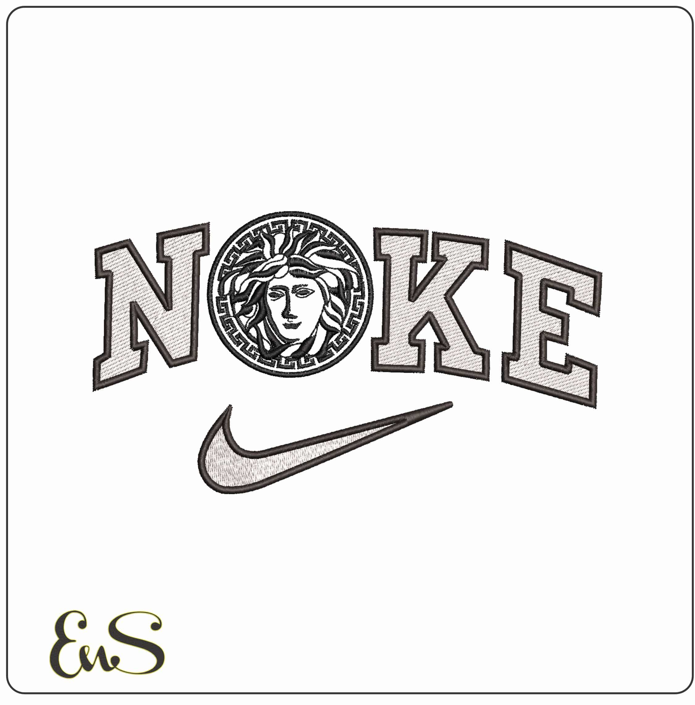 Nike Versace Logo - Elegant embroidery design file - instant download