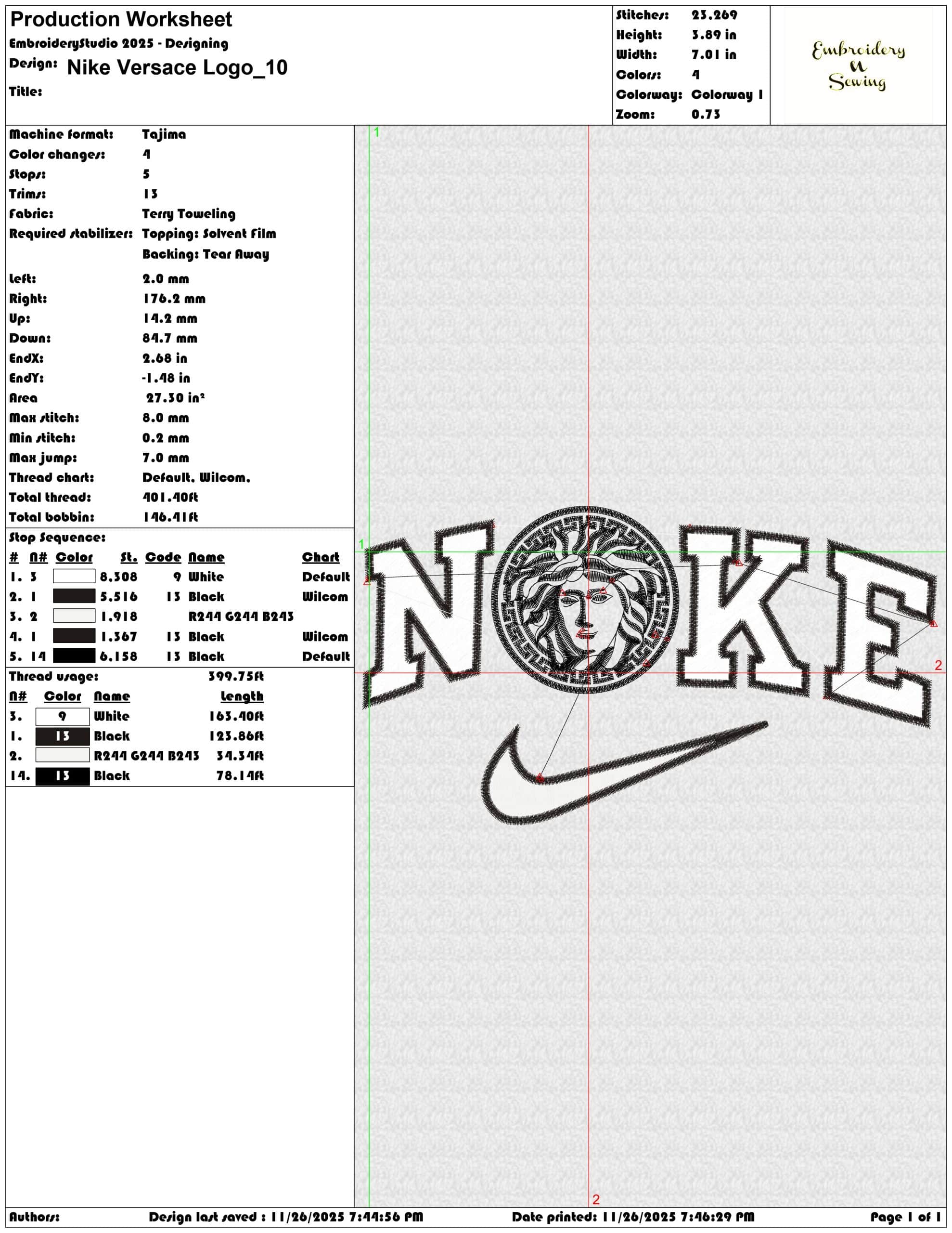 Nike Versace Logo - Elegant embroidery design file - instant download — view 3