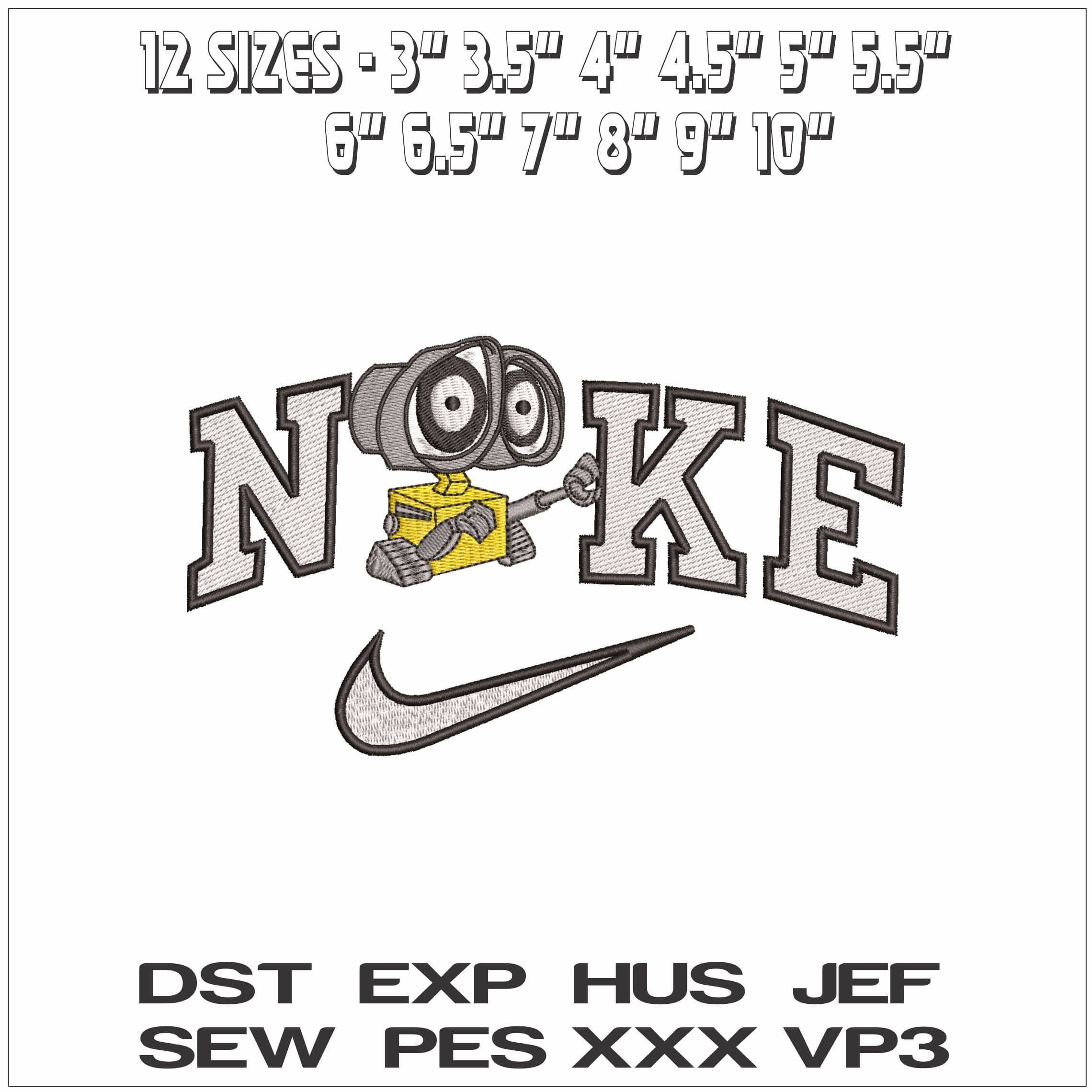Nike Wall E - Elegant embroidery design file - instant download — view 2