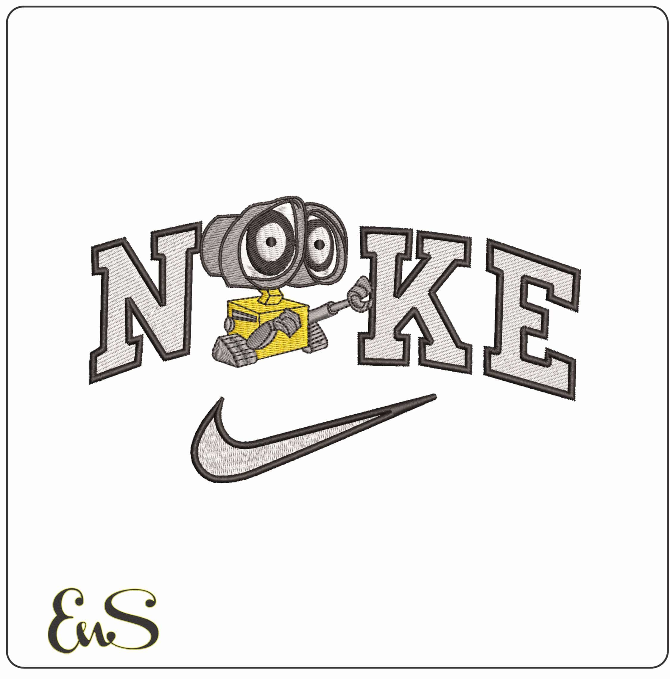 Nike Wall E - Elegant embroidery design file - instant download