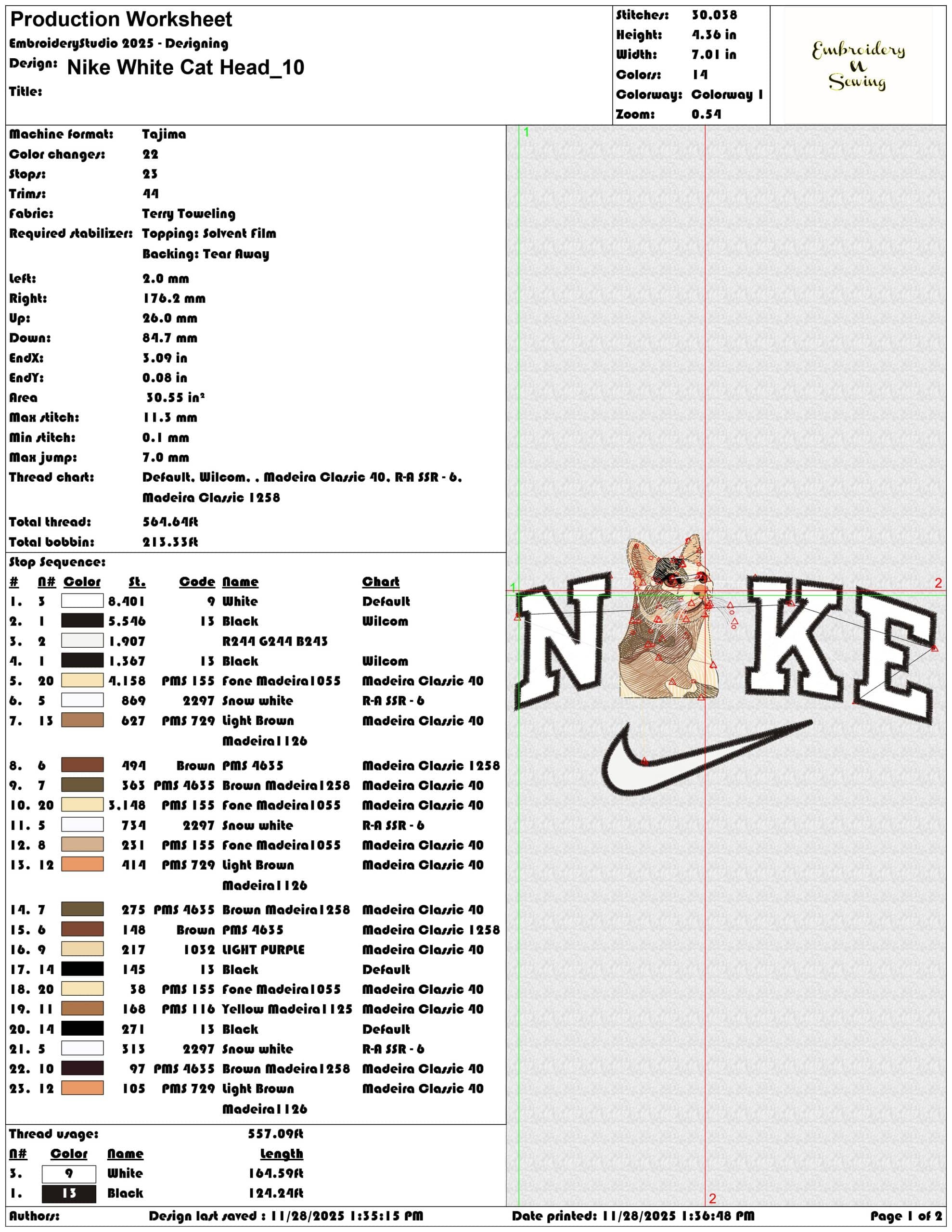Nike White Cat Head - Elegant embroidery design file - instant download — view 3