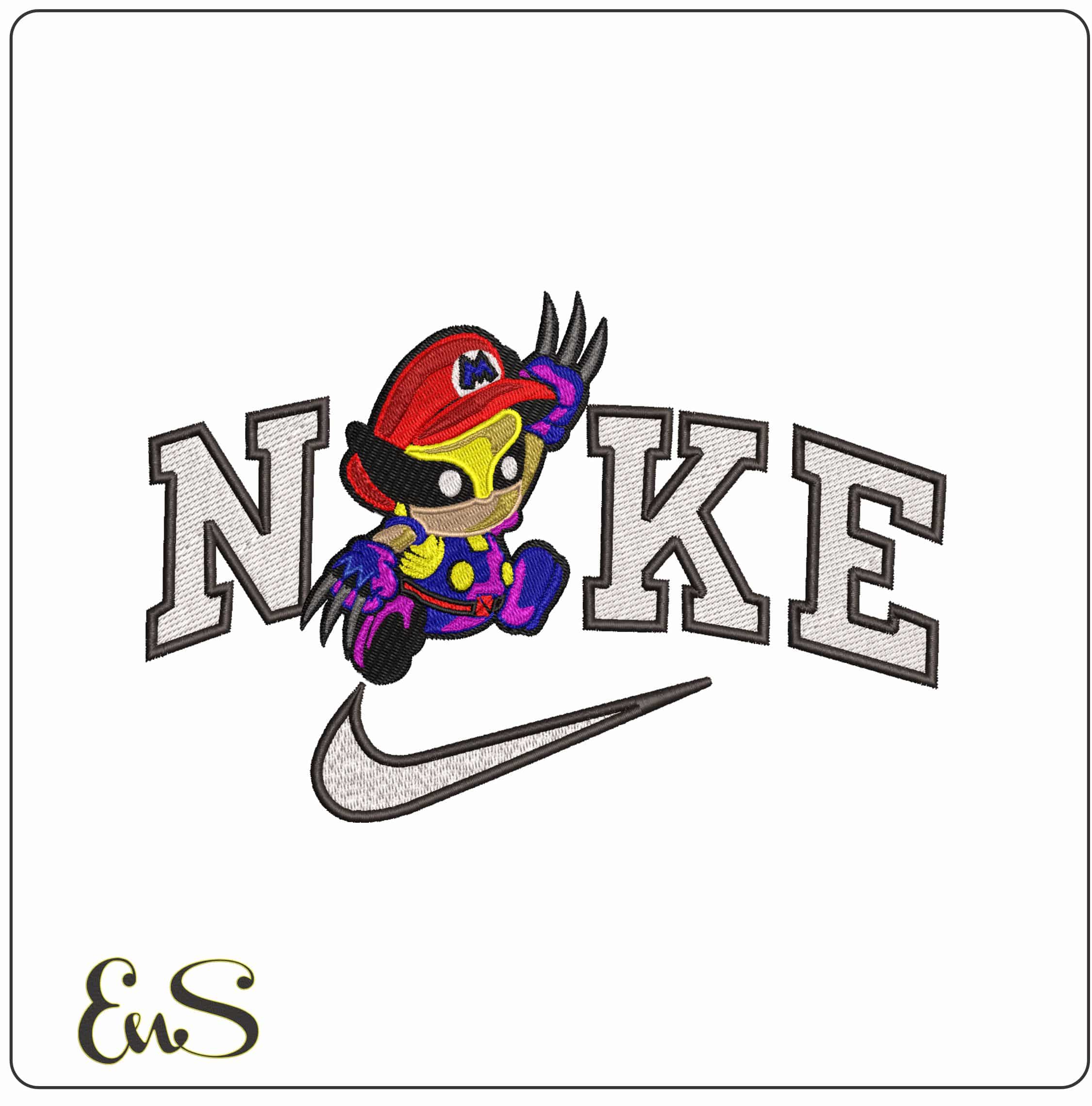 Nike Wolverine Mario Super Mario - Elegant embroidery design file - instant download