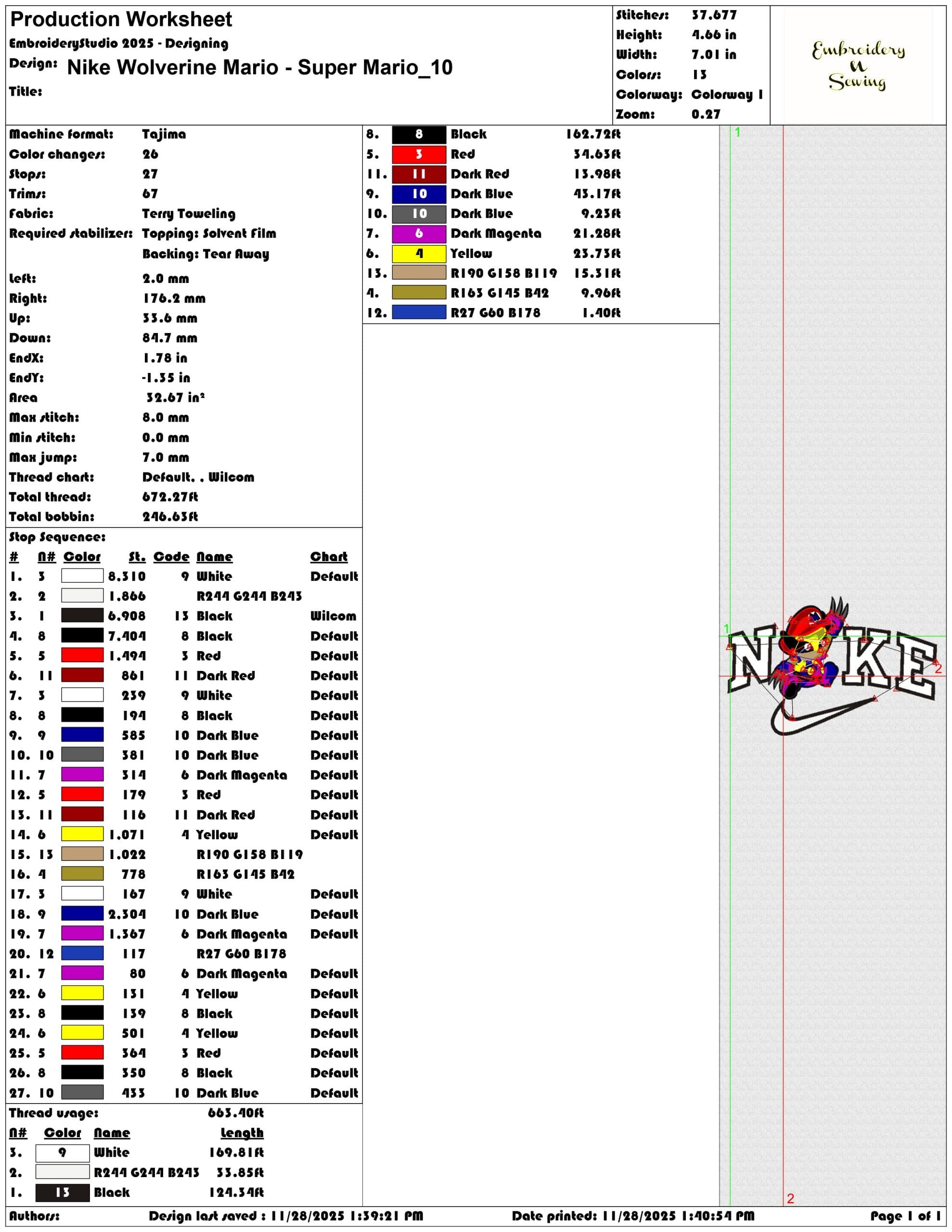 Nike Wolverine Mario Super Mario - Elegant embroidery design file - instant download — view 3
