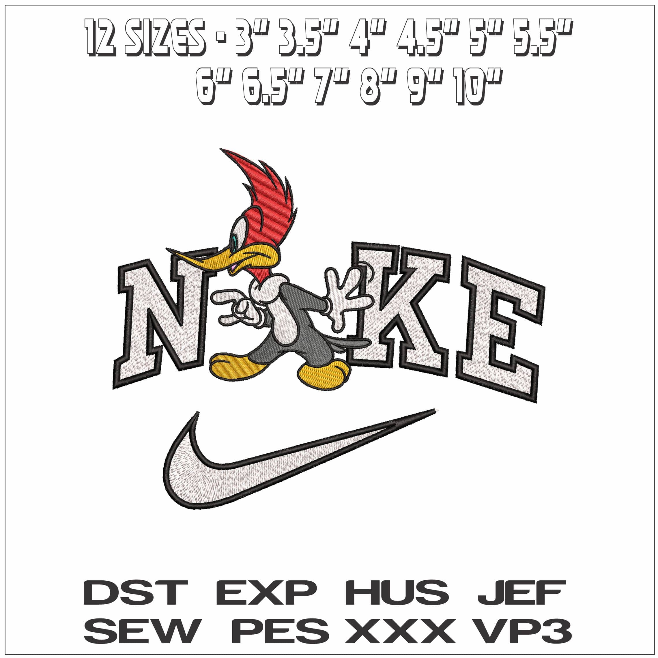Nike Woody Woodpecker - Elegant embroidery design file - instant download — view 2