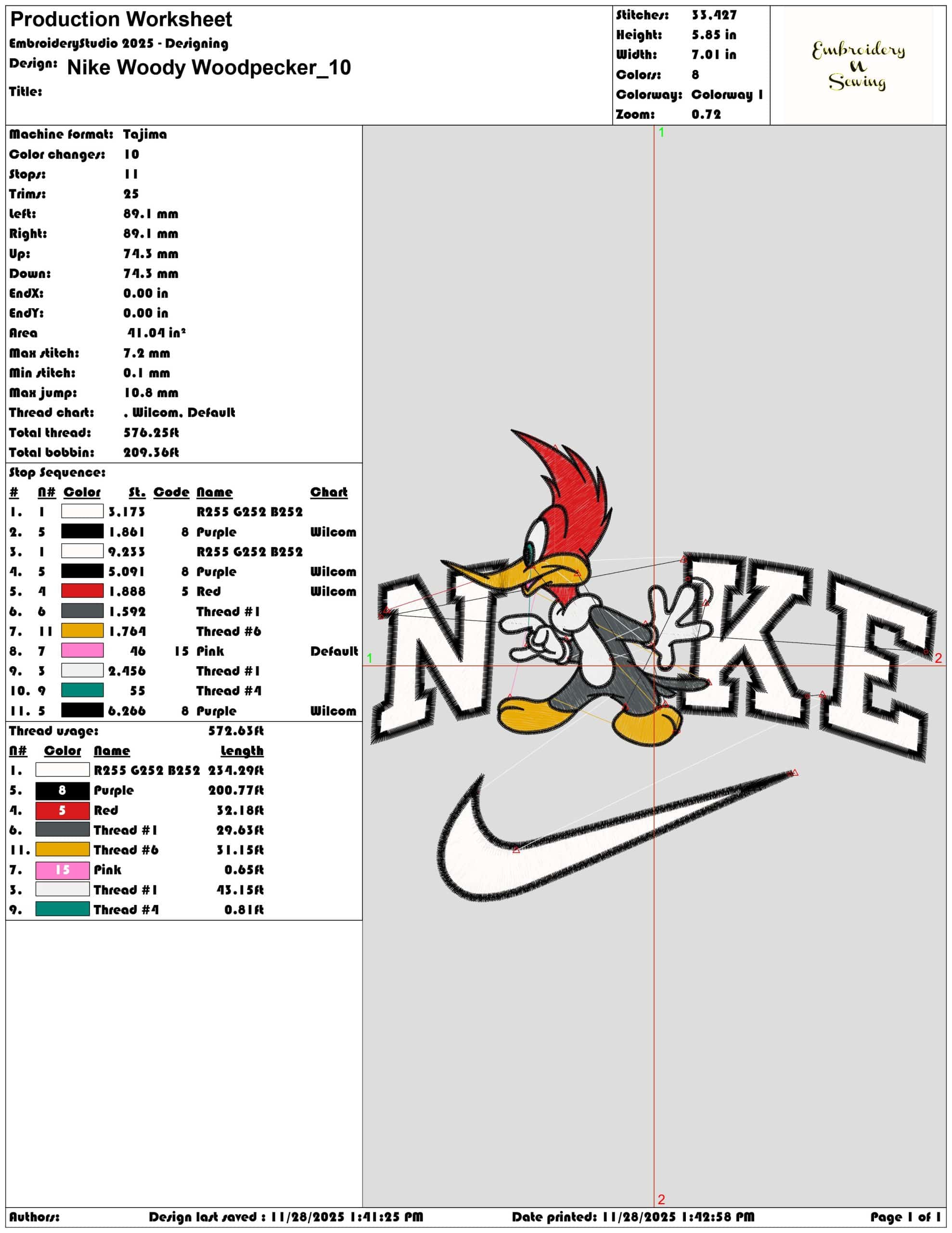 Nike Woody Woodpecker - Elegant embroidery design file - instant download — view 3