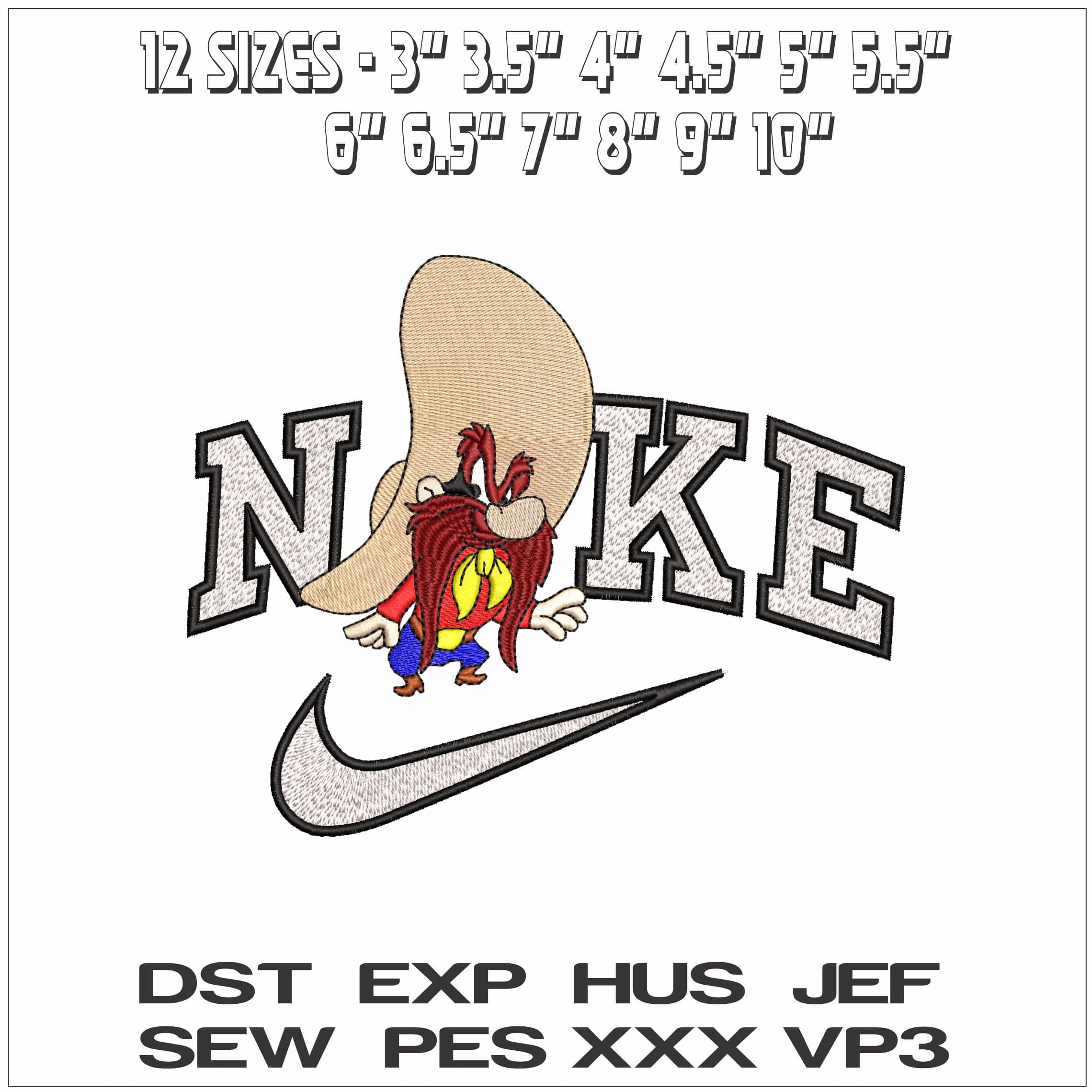 Nike Yosemite Sam Looney Tunes - Elegant embroidery design file - instant download — view 2