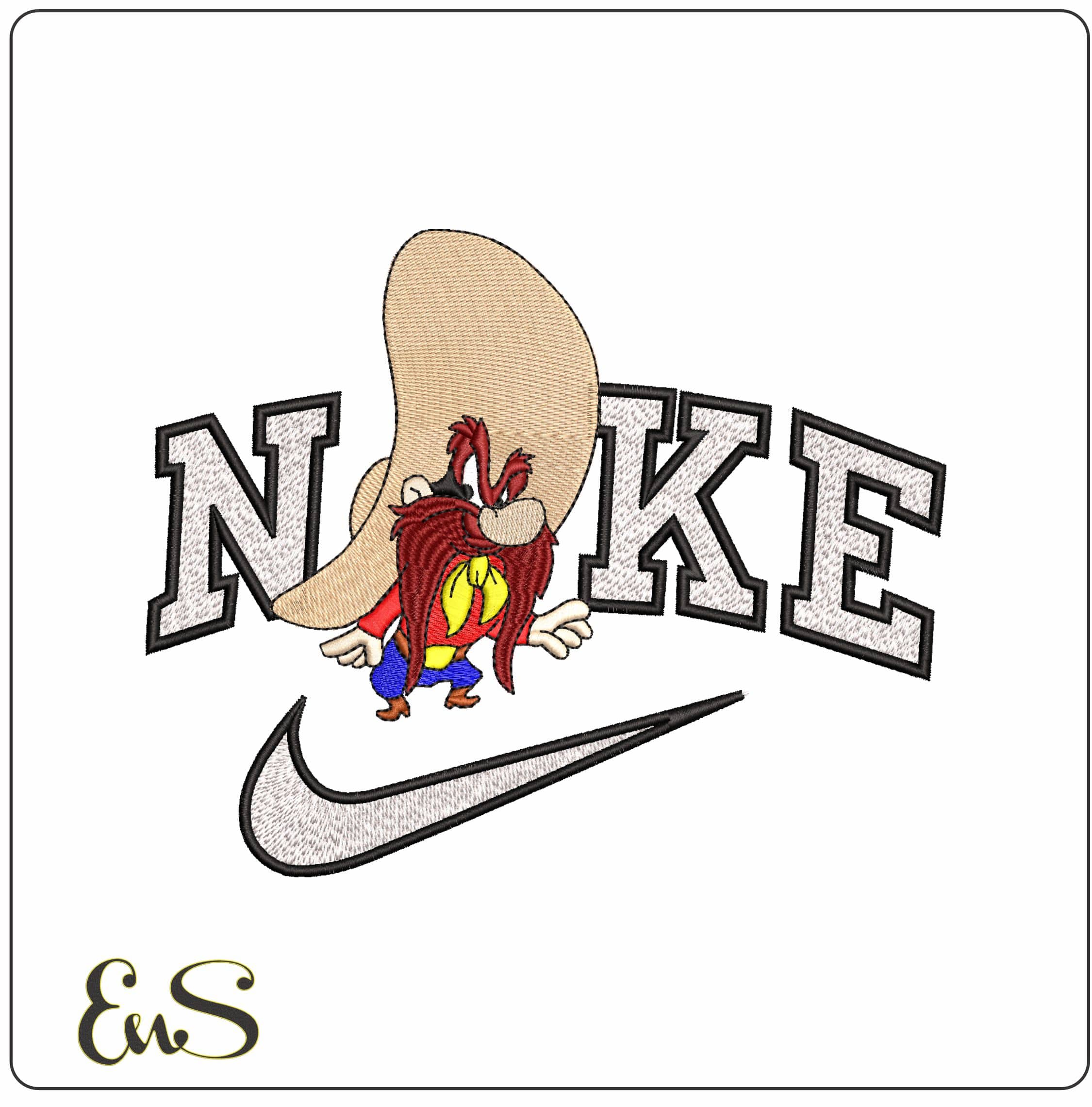 Nike Yosemite Sam Looney Tunes - Elegant embroidery design file - instant download
