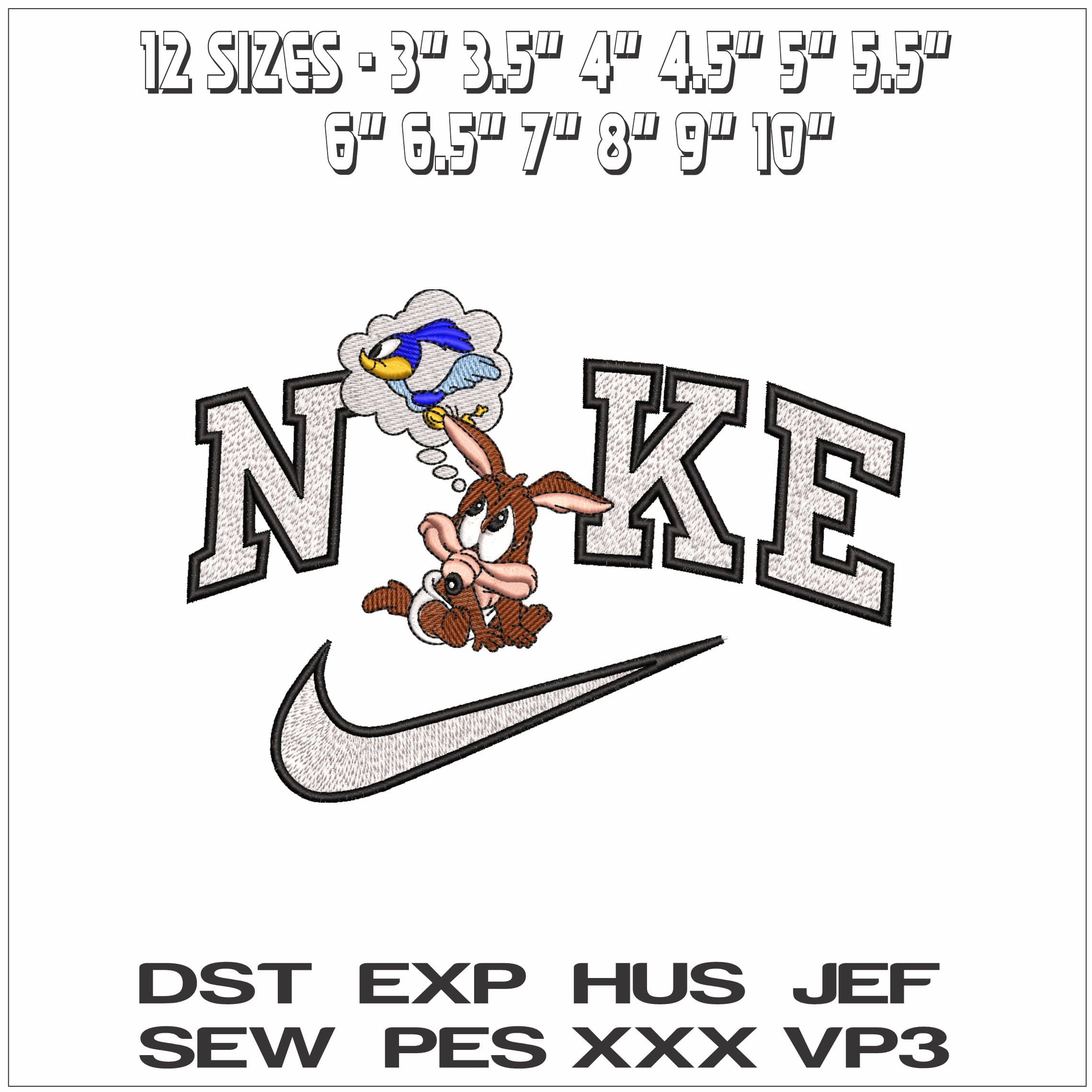Nike Young Coyote and Road Runner - Elegant embroidery design file - instant download — view 2