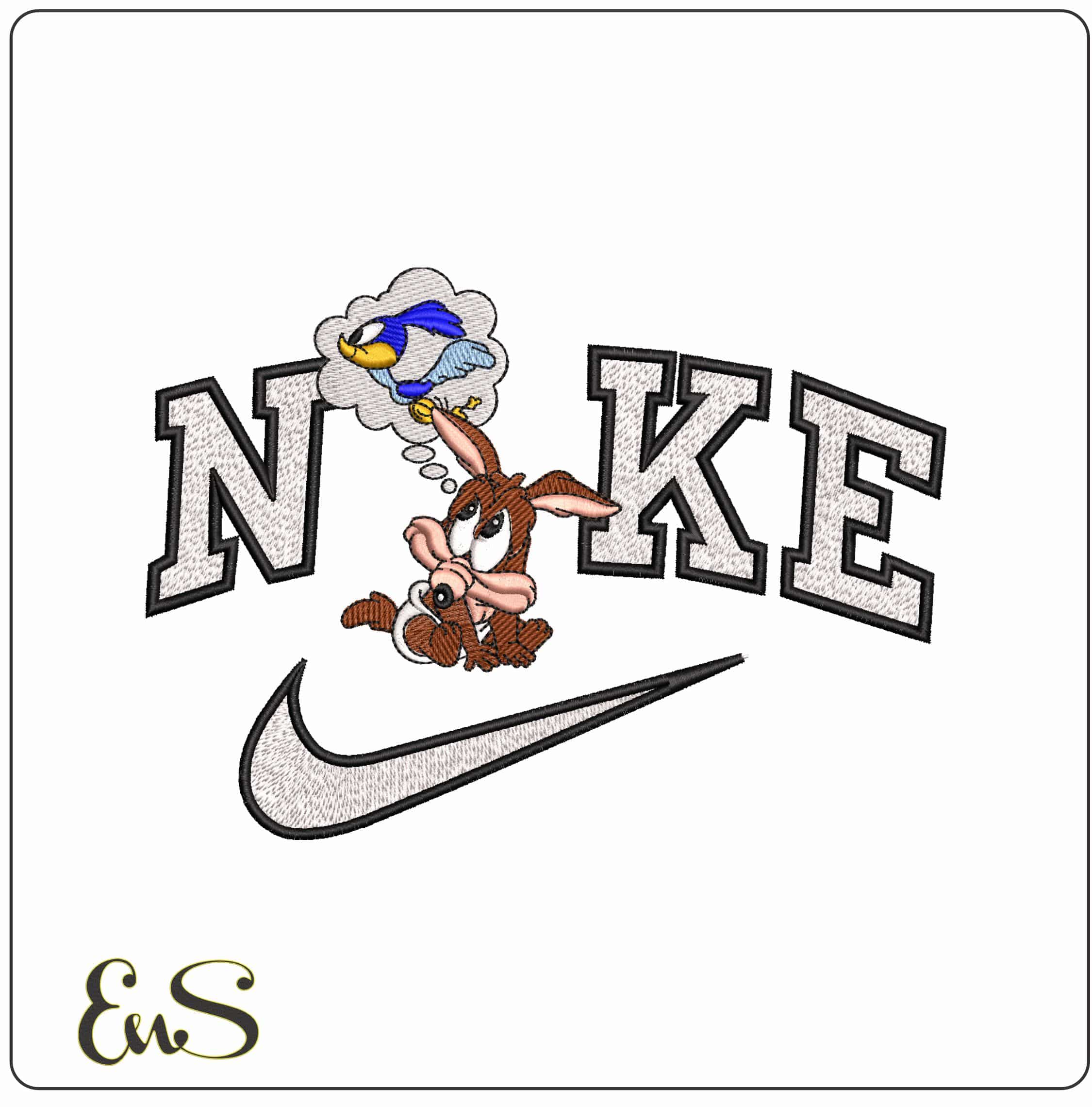 Nike Young Coyote and Road Runner - Elegant embroidery design file - instant download