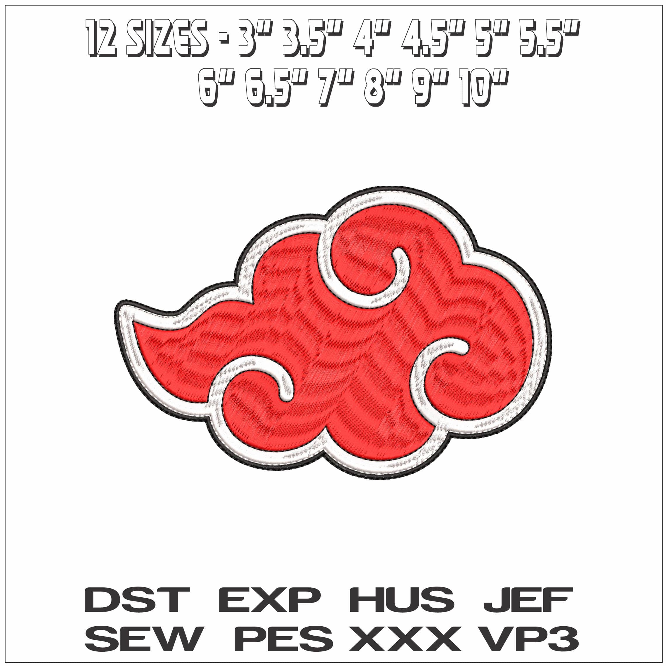 Nube Akatsuki Naruto Anime - Elegant embroidery design file - instant download — view 2