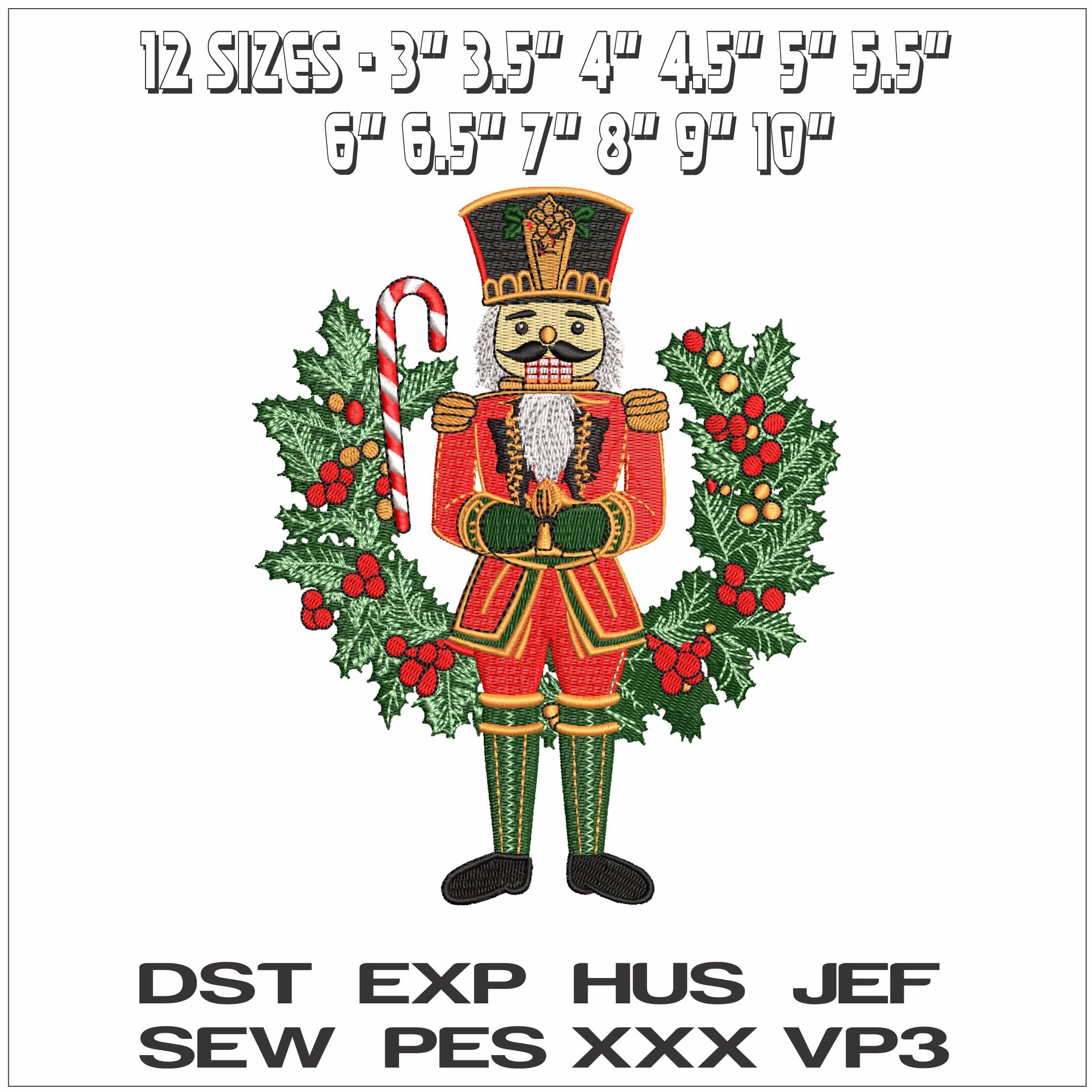 Nutcracker Soldier and Wreath - Elegant embroidery design file - instant download — view 2