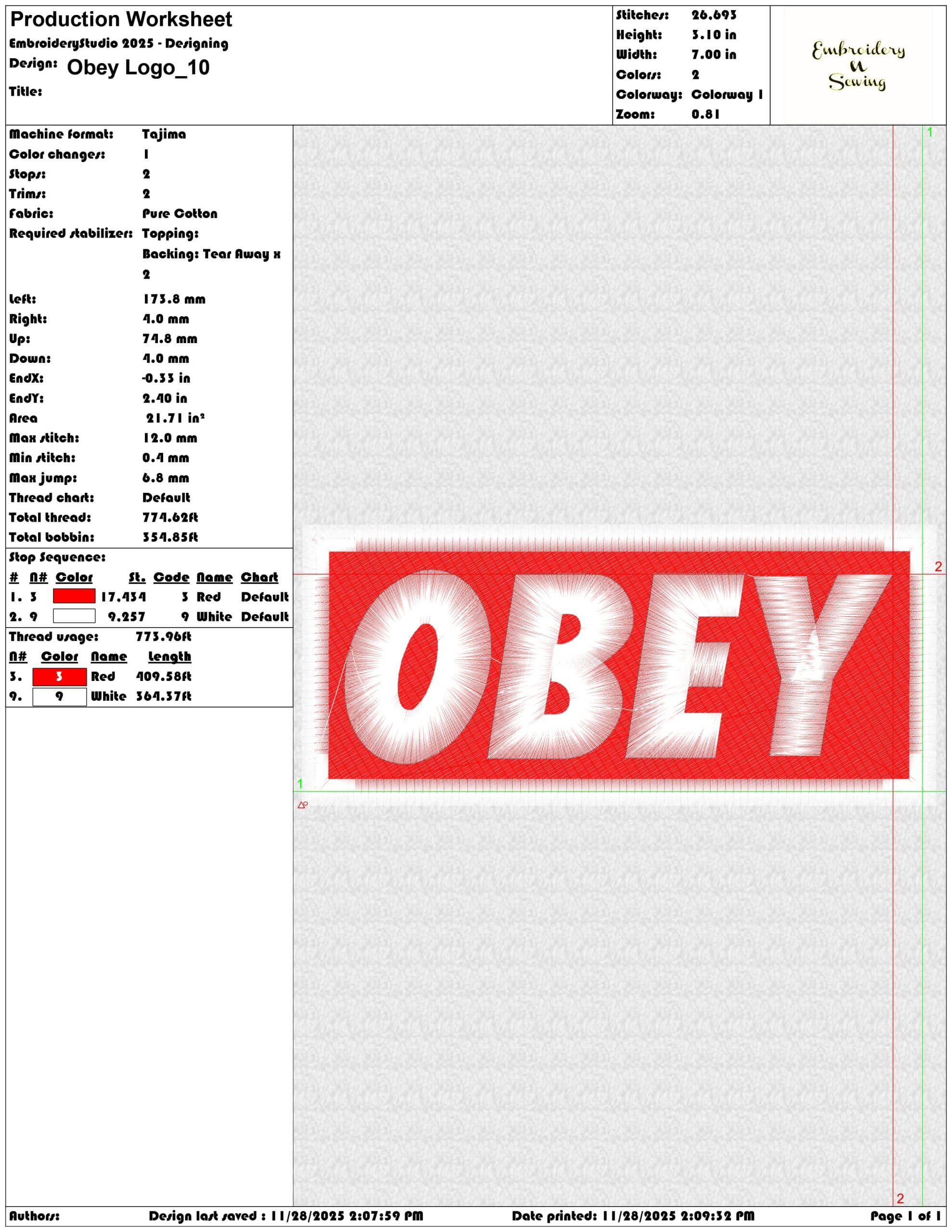 Obey Logo - Elegant embroidery design file - instant download — view 3