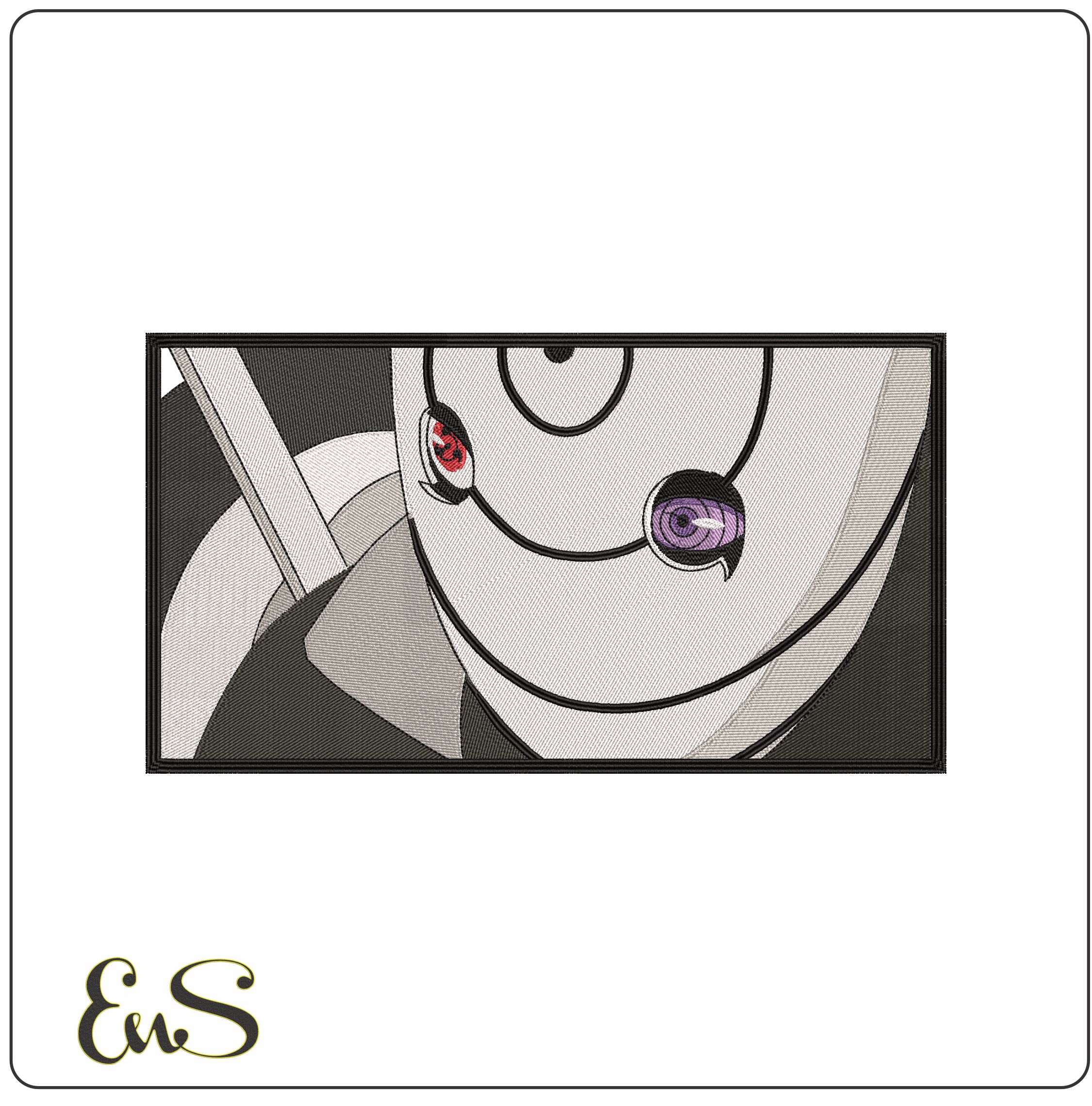 Obito Uchiha Mask and Eyes Naruto Anime - Elegant embroidery design file - instant download