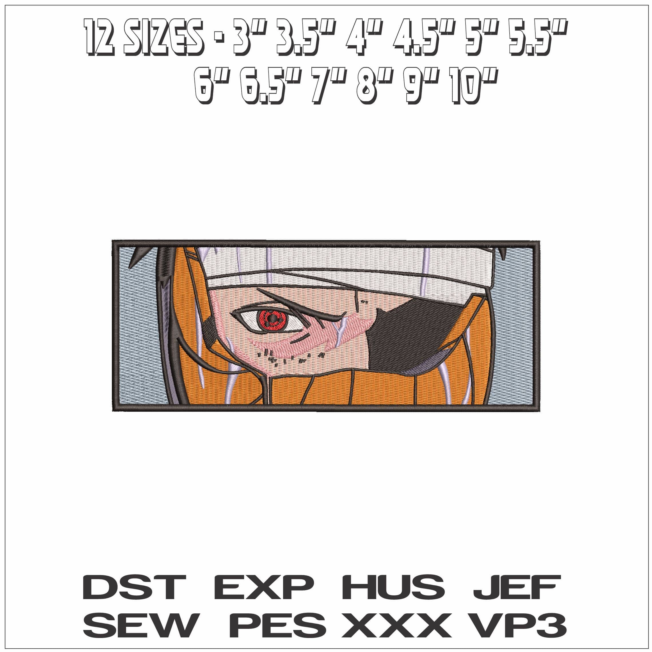 Obito Uchiha Sharingan Eyes Naruto Shippuden Anime - Elegant embroidery design file - instant download — view 2