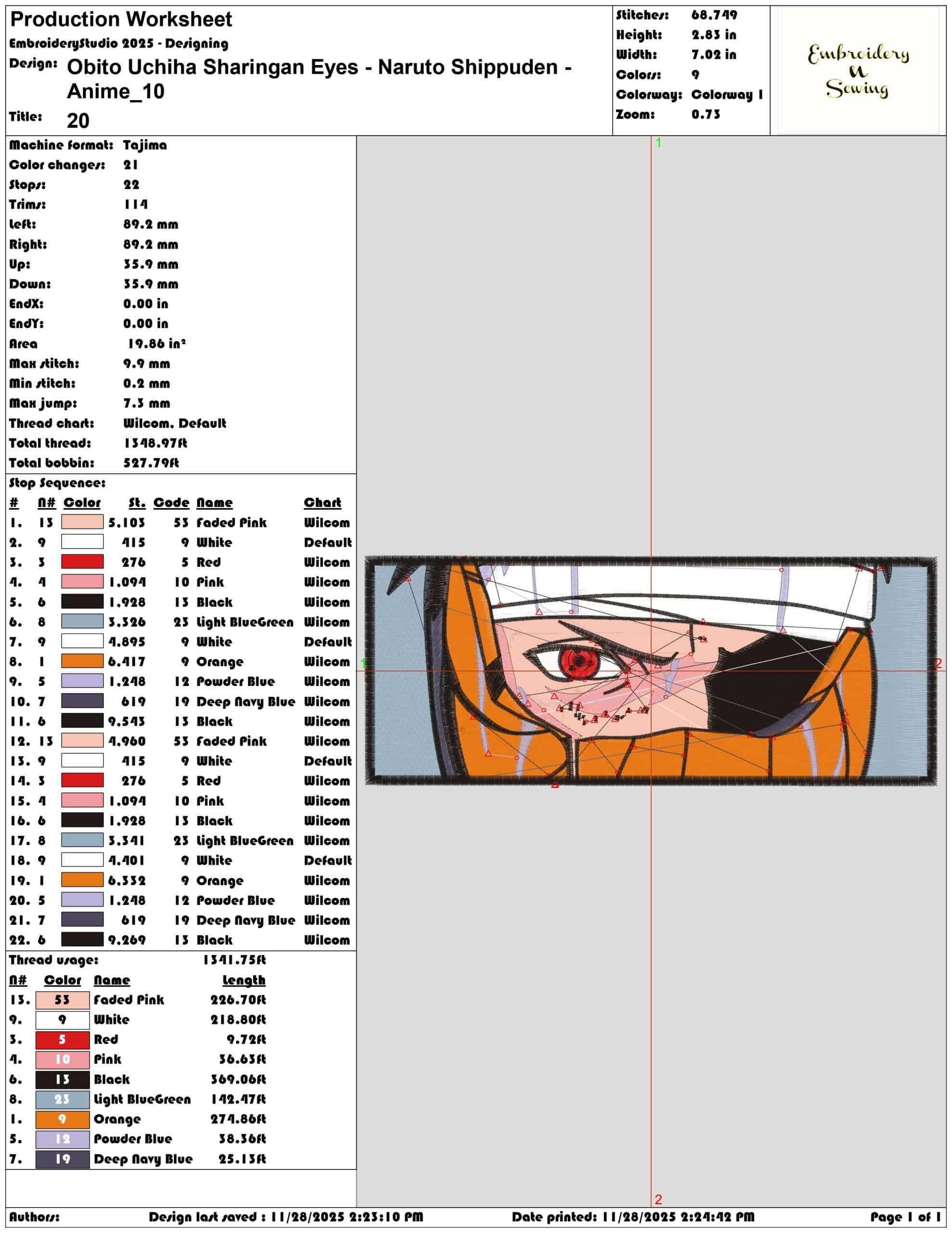 Obito Uchiha Sharingan Eyes Naruto Shippuden Anime - Elegant embroidery design file - instant download — view 3