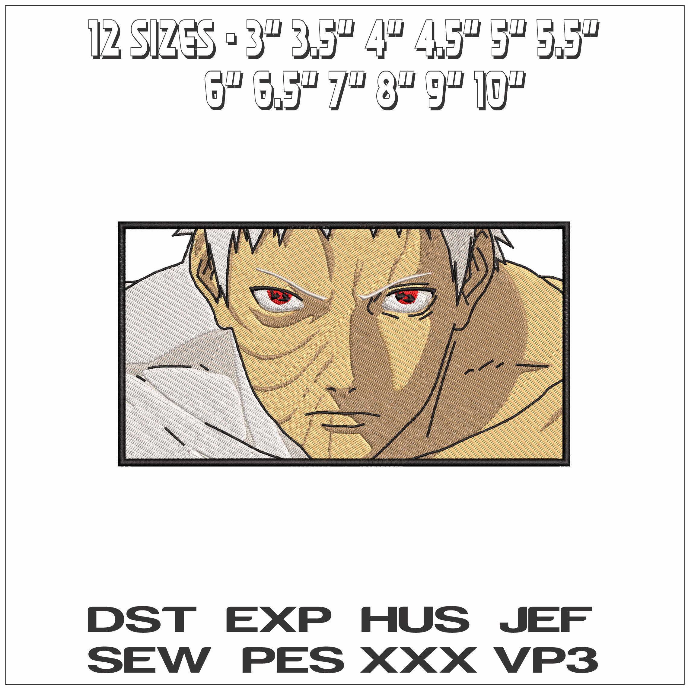 Obito Uchiha shoulders and Eyes Naruto Anime - Elegant embroidery design file - instant download — view 2