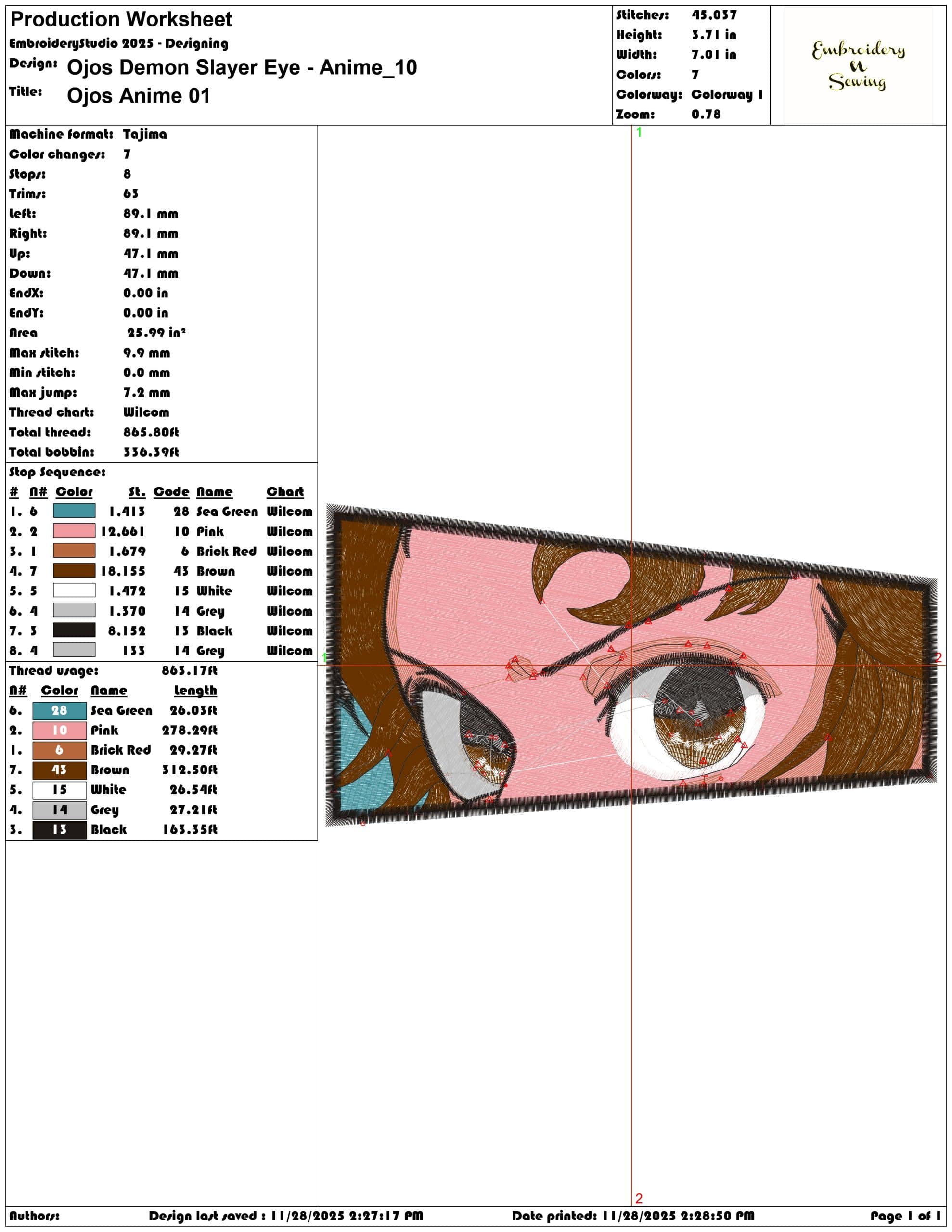 Ojos Demon Slayer Eye Anime - Elegant embroidery design file - instant download — view 3