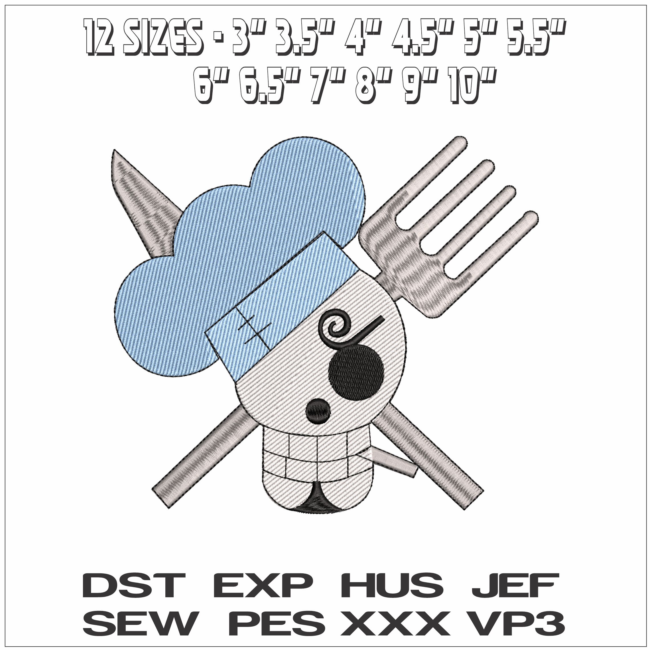 One Piece Chef - Elegant embroidery design file - instant download — view 2