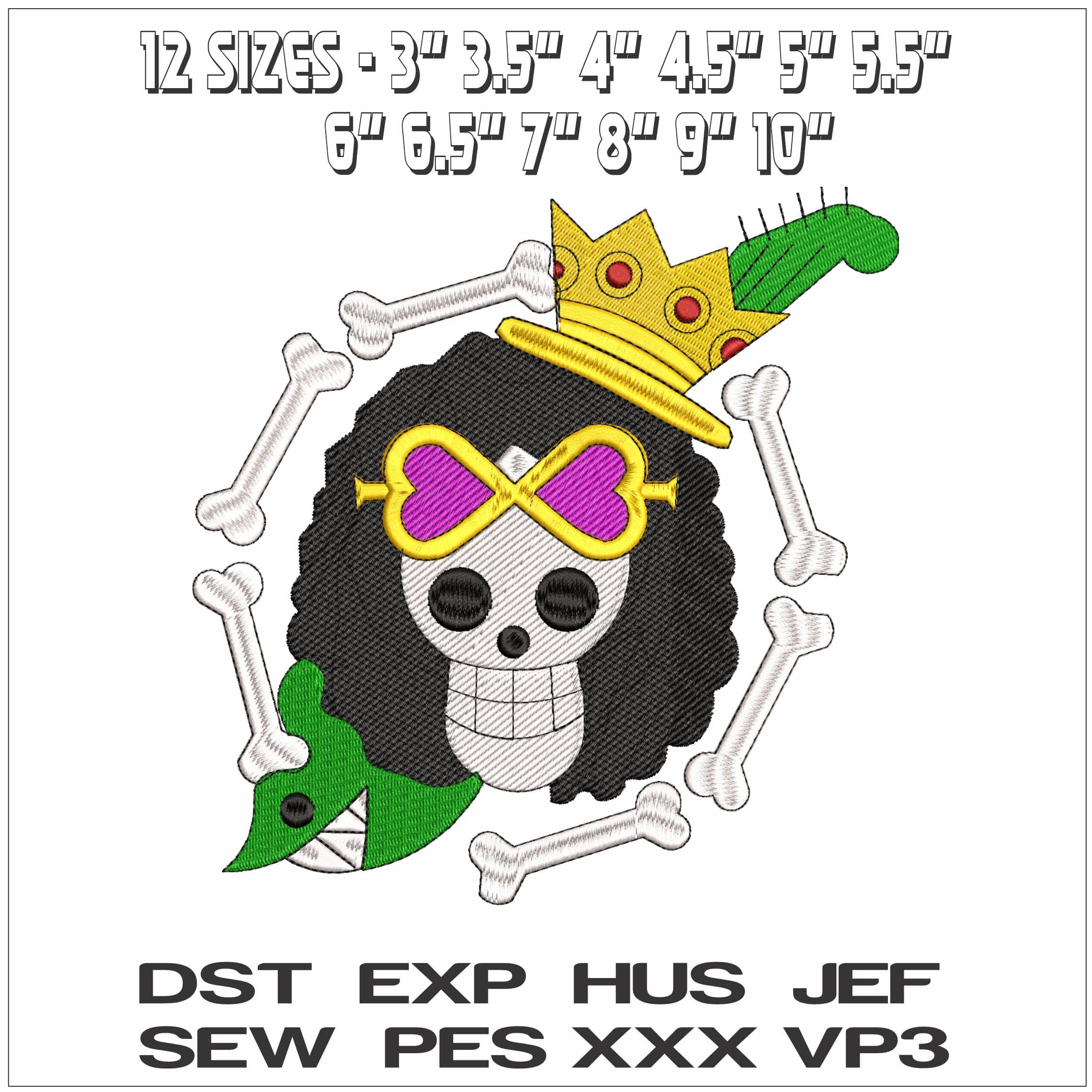 One Piece Day of the Dead- Elegant embroidery design file - instant download — view 2