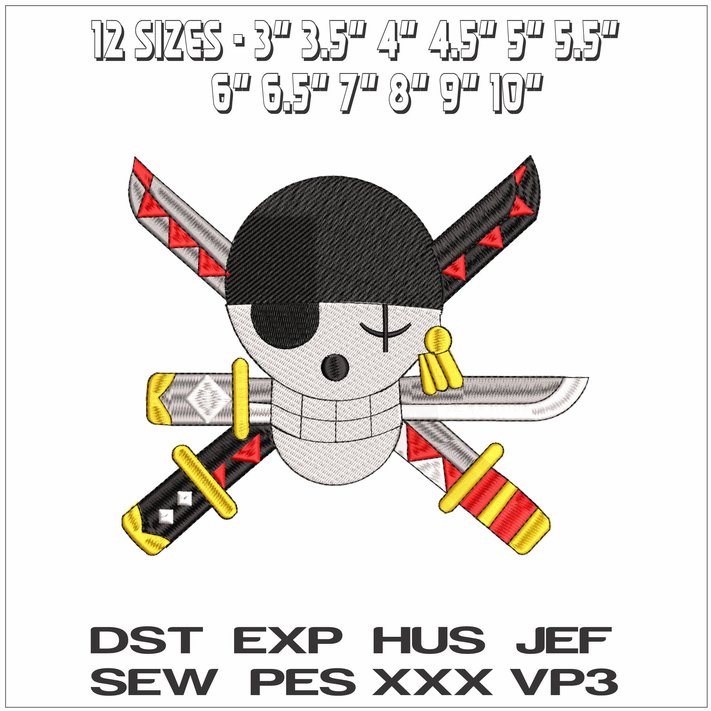 One Piece Pirate- Elegant embroidery design file - instant download — view 2