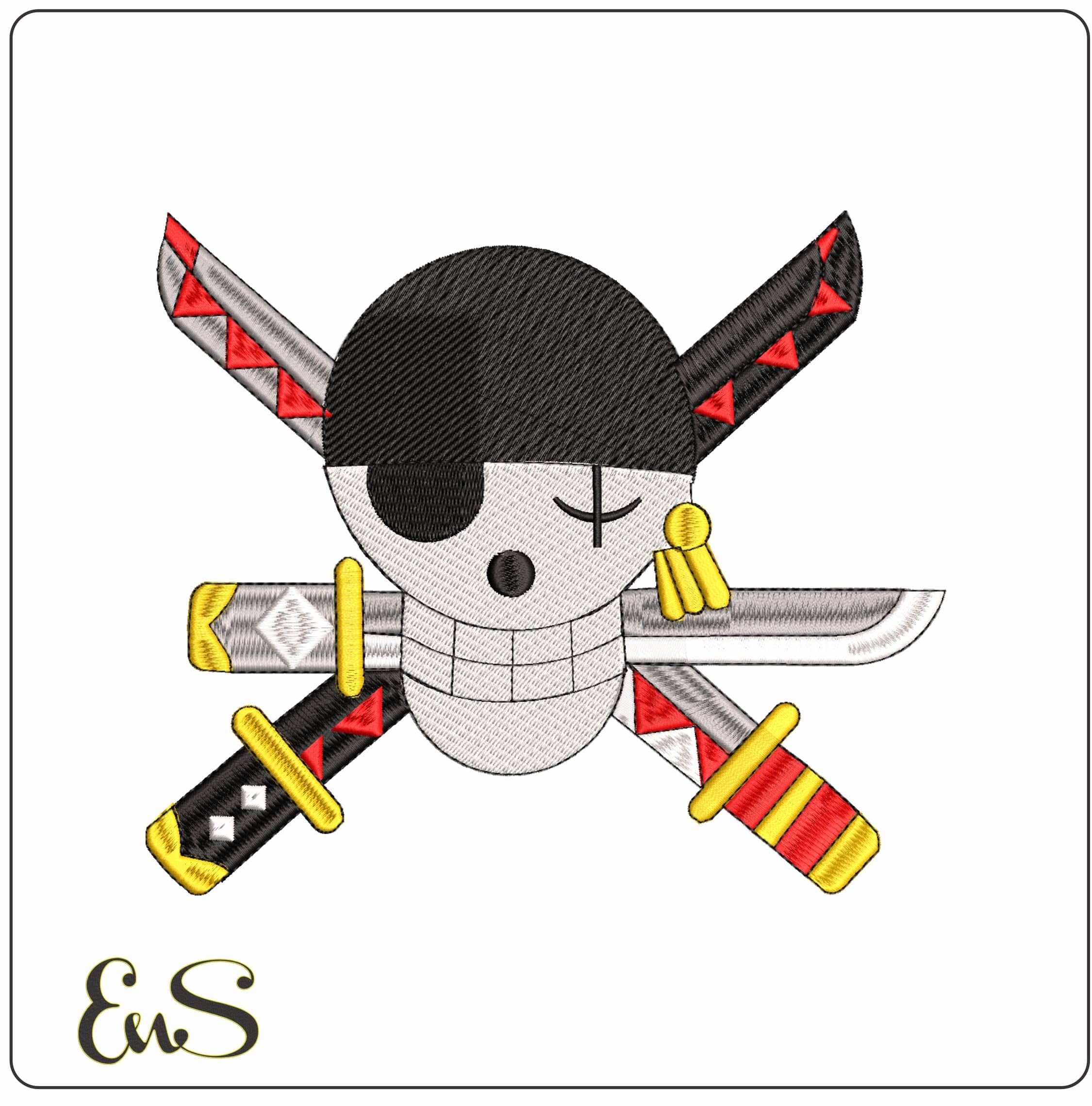 One Piece Pirate- Elegant embroidery design file - instant download
