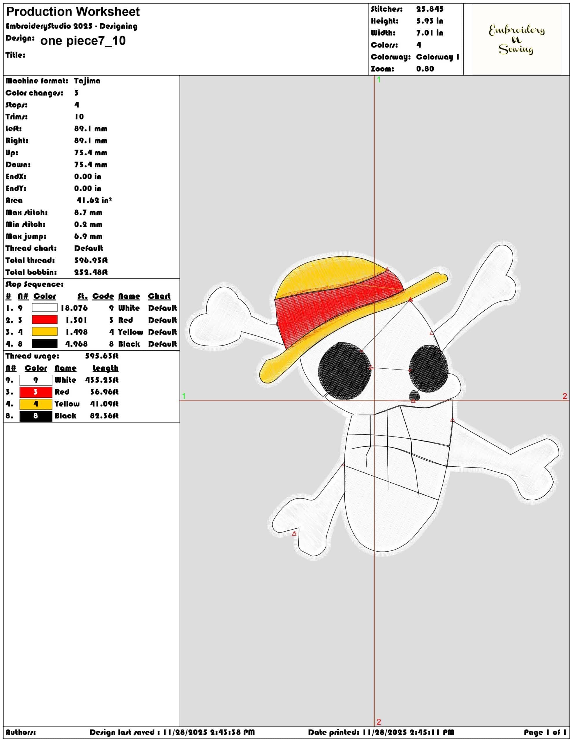 one piece7- Elegant embroidery design file - instant download — view 3