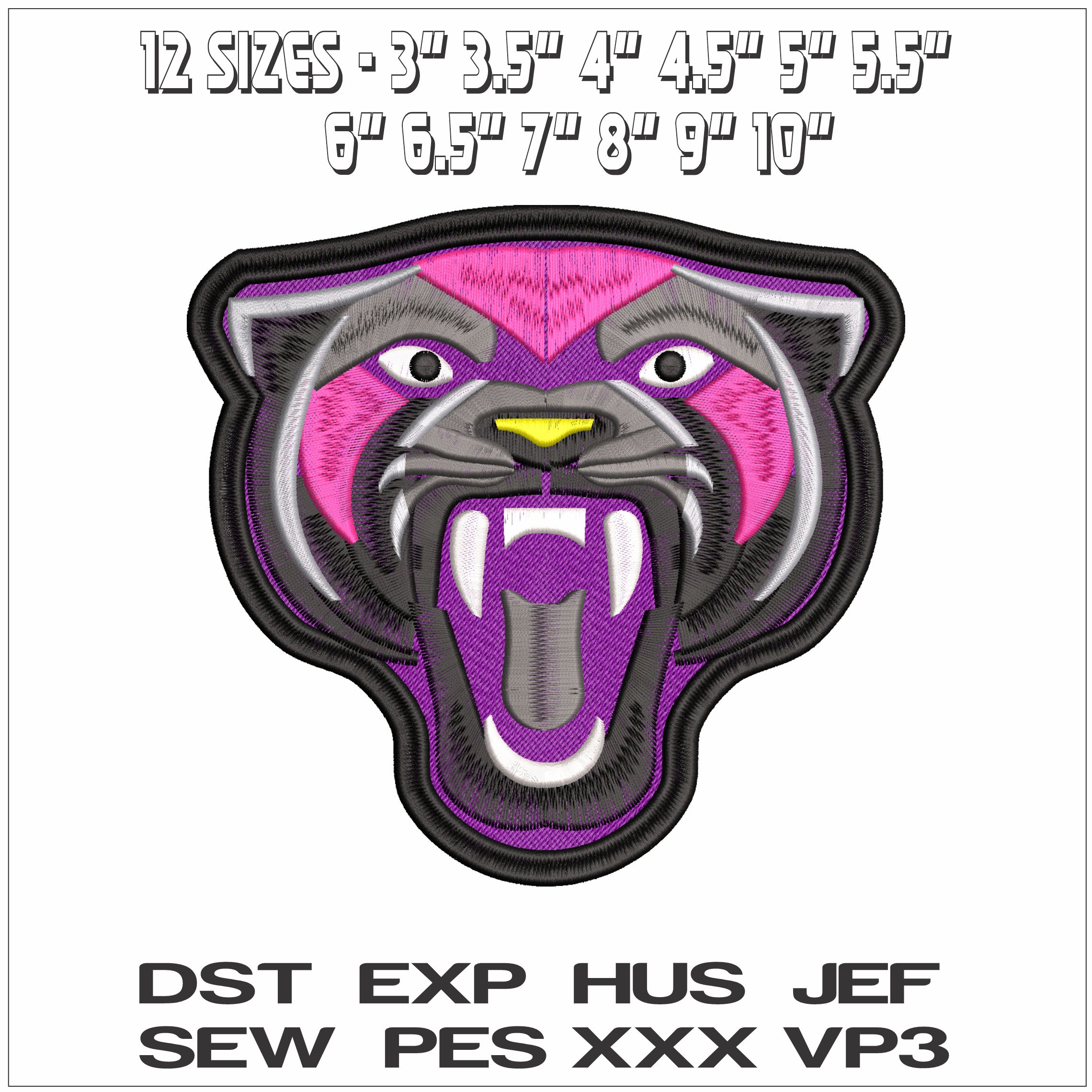 Panther Girl Roaring- Elegant embroidery design file - instant download — view 2